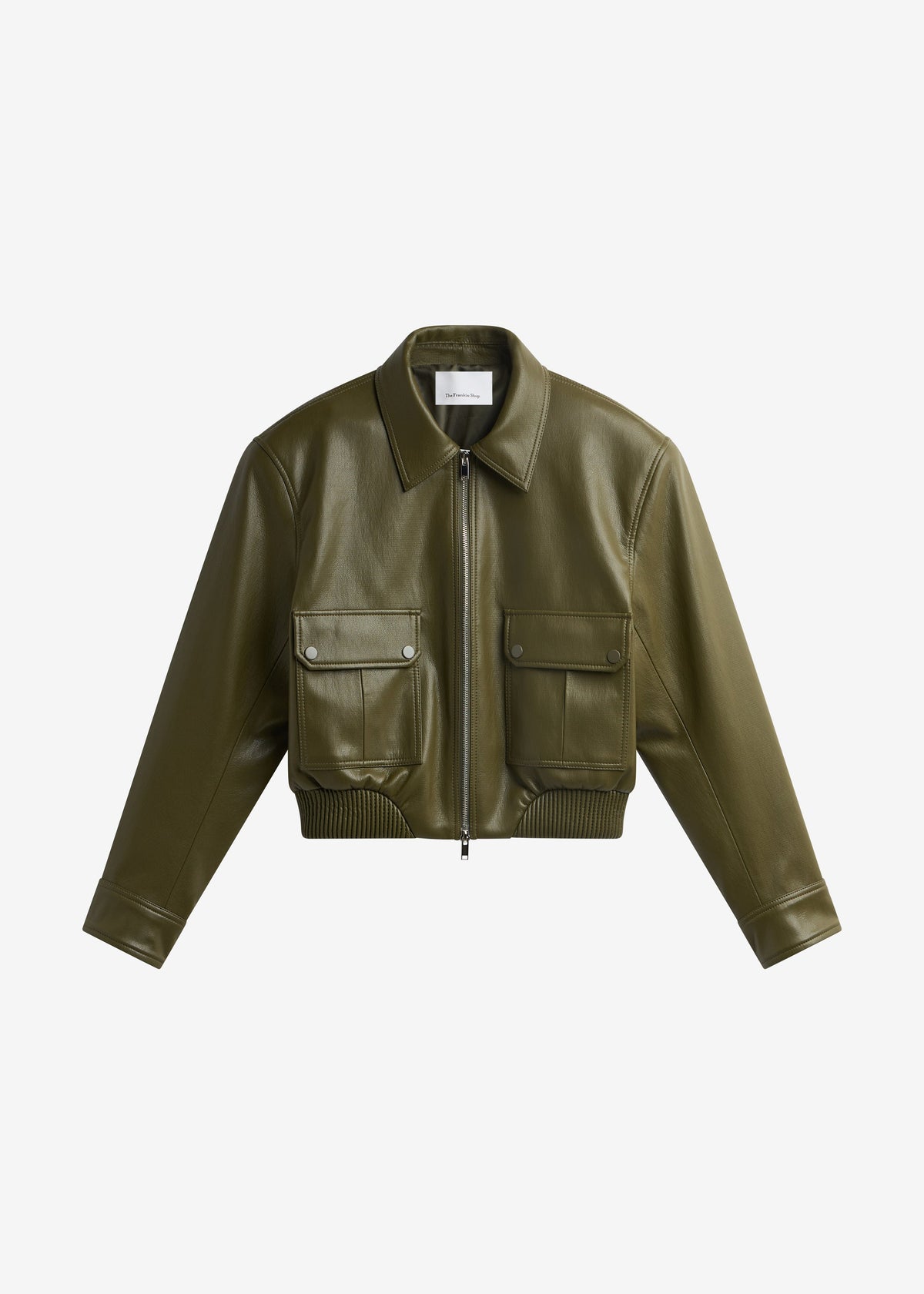 Val Faux Leather Padded Jacket - Army Green - 7