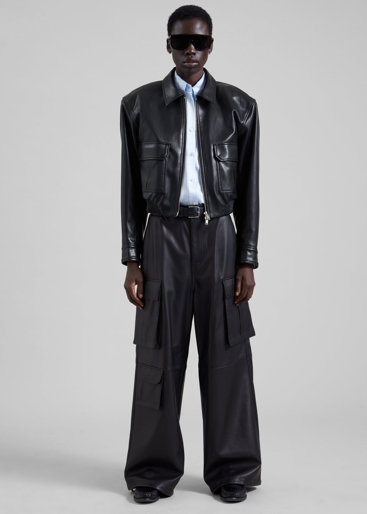 Val Faux Leather Padded Jacket - Black