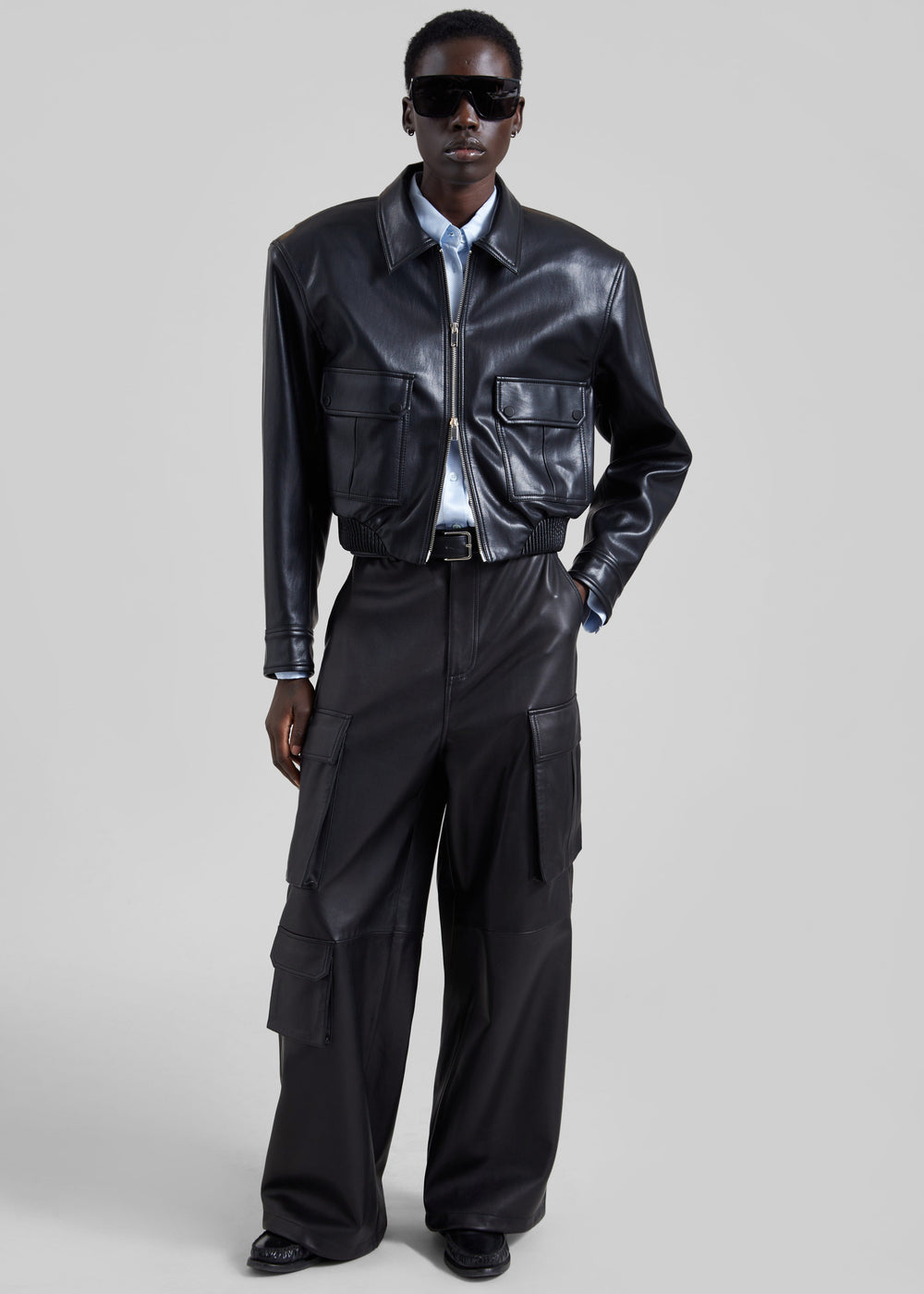 Val Faux Leather Padded Jacket - Black