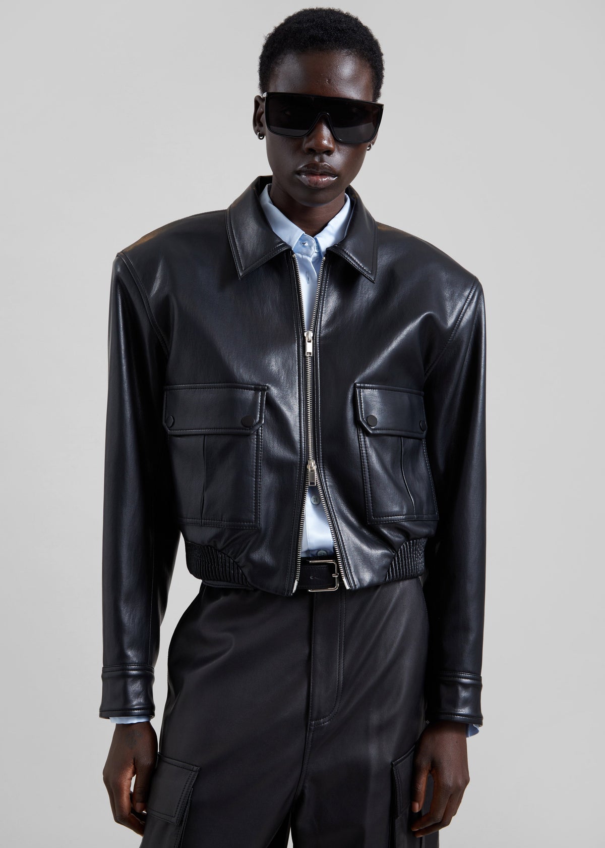 Val Faux Leather Padded Jacket - Black - 6