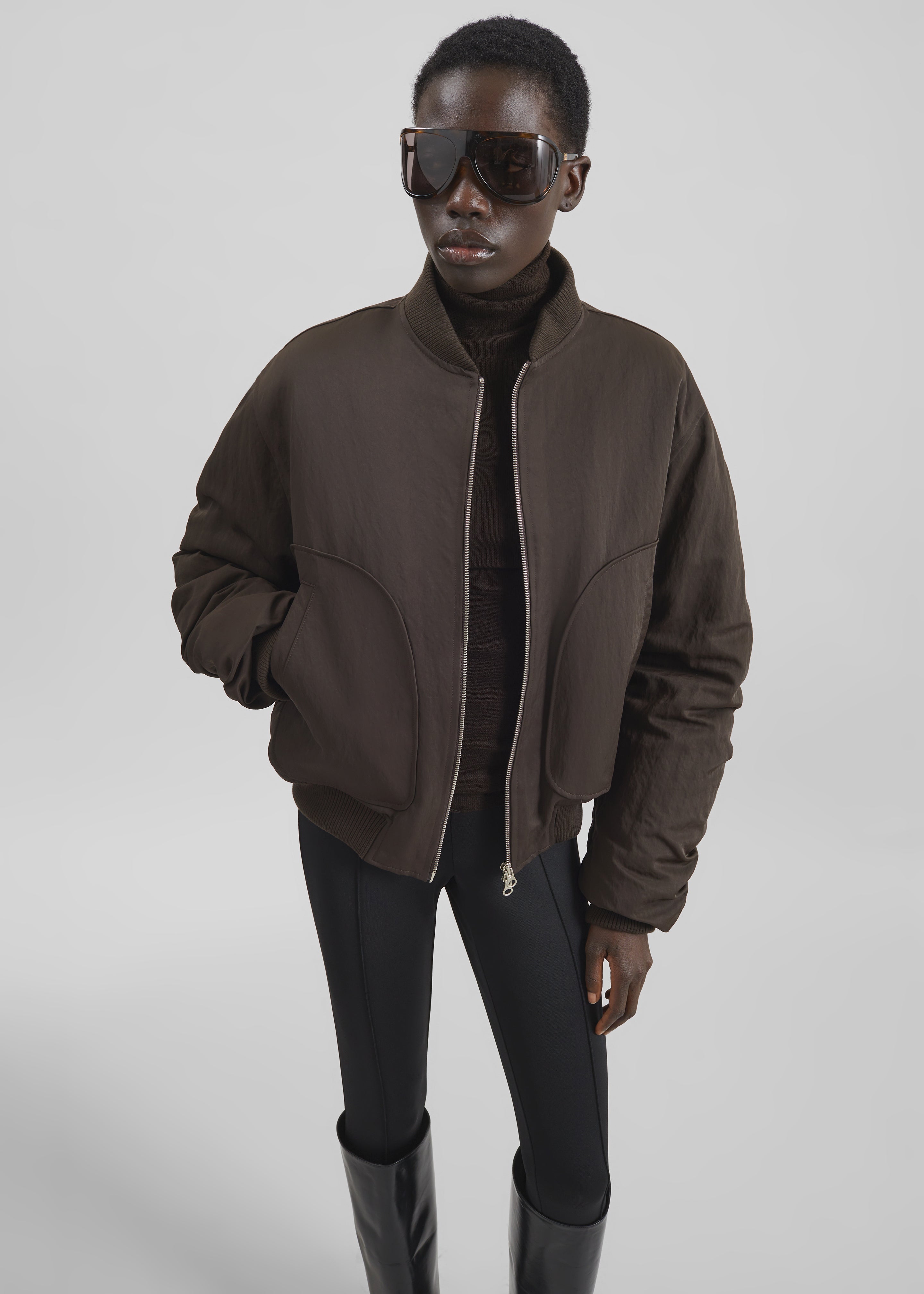 Valdres Padded Bomber Jacket - Brown - 3