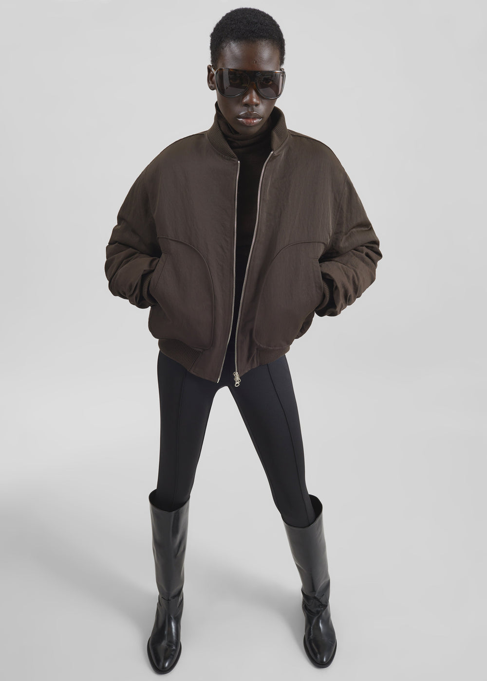 Valdres Padded Bomber Jacket - Brown - 1