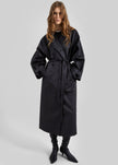 Valence Textured Trench Coat - Black