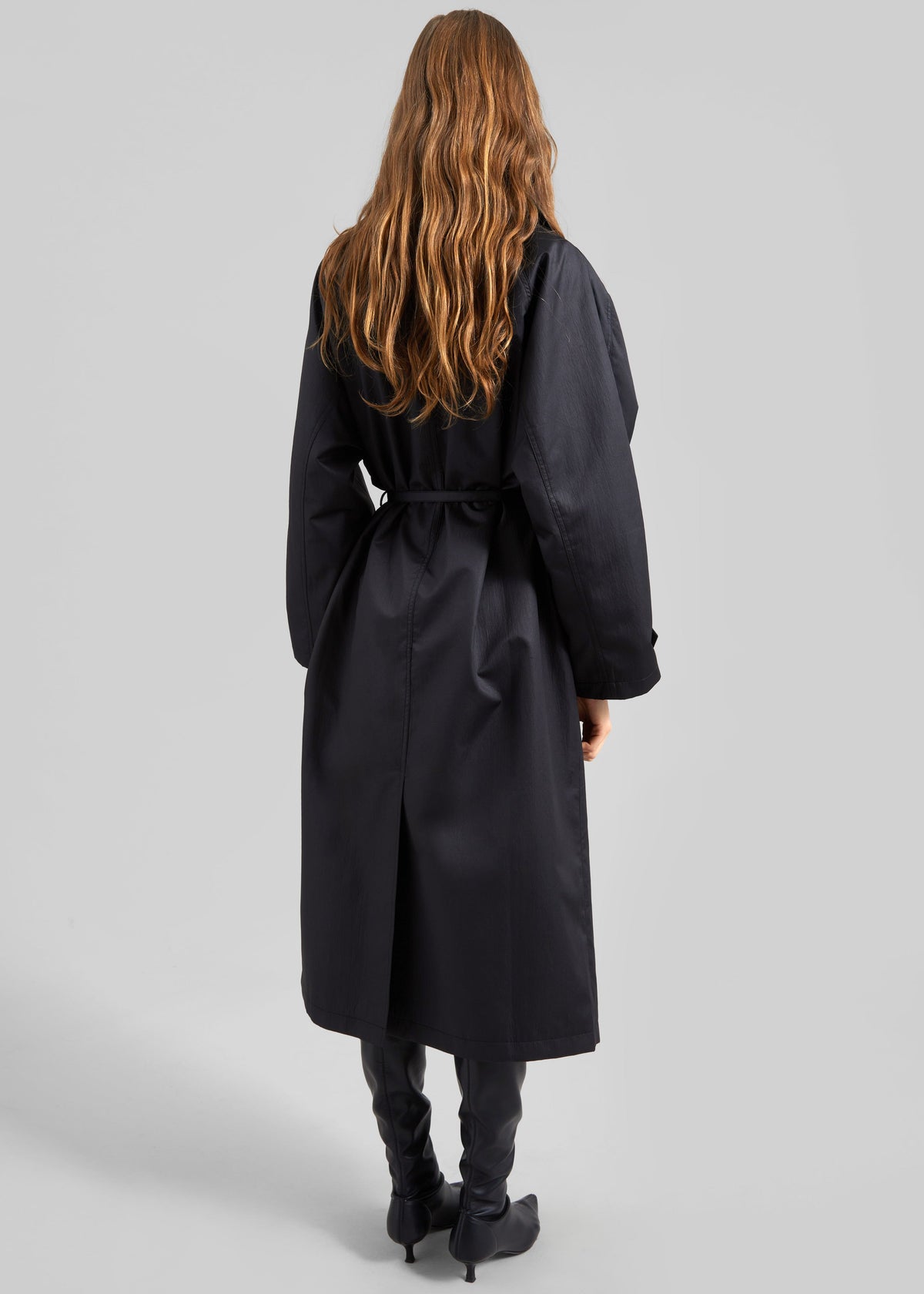 Valence Textured Trench Coat - Black - 5