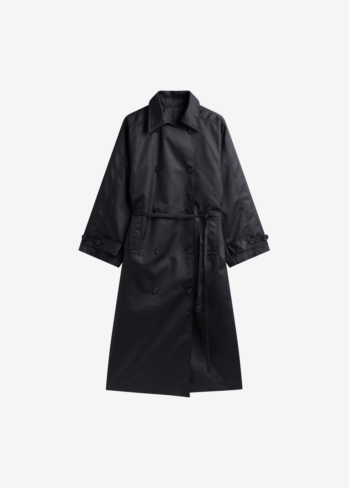Valence Textured Trench Coat - Black - 6