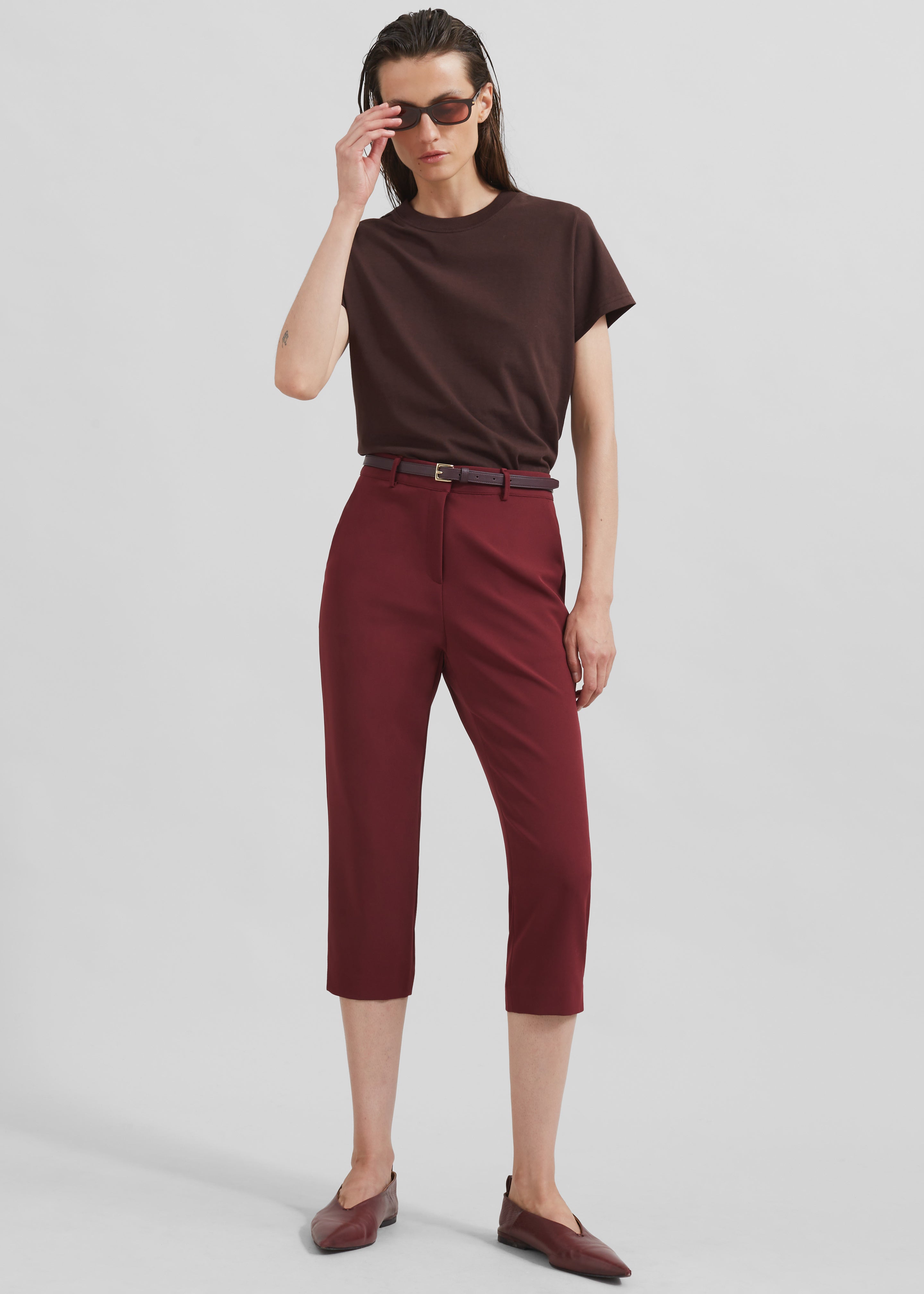 Valentina Capri Pants - Burgundy - 5