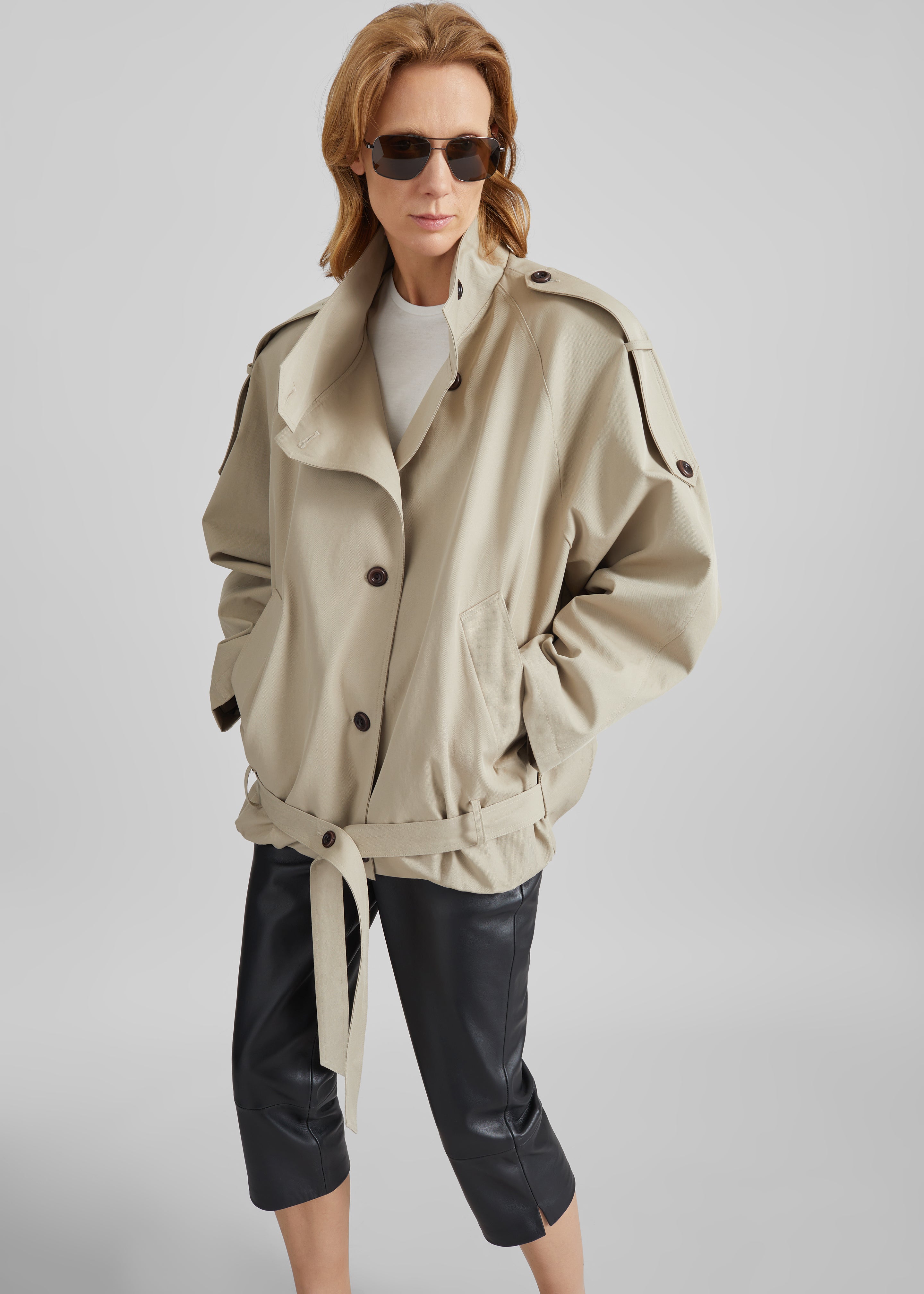 Vallby Belted Short Trench - Beige – The Frankie Shop Europe