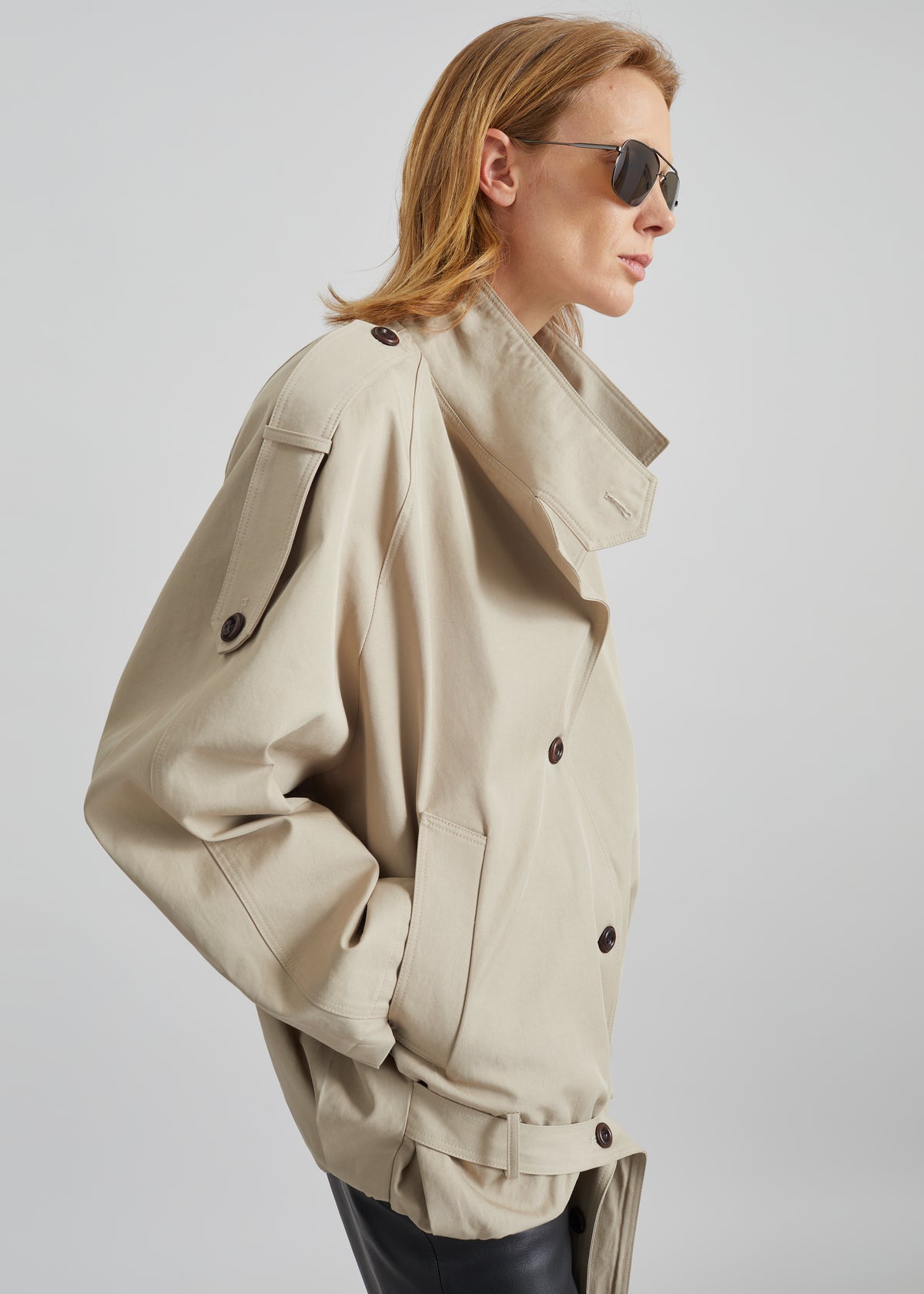 Vallby Belted Short Trench - Beige - 2