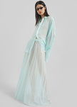 Vallen Pleated Mesh Maxi Skirt - Mint