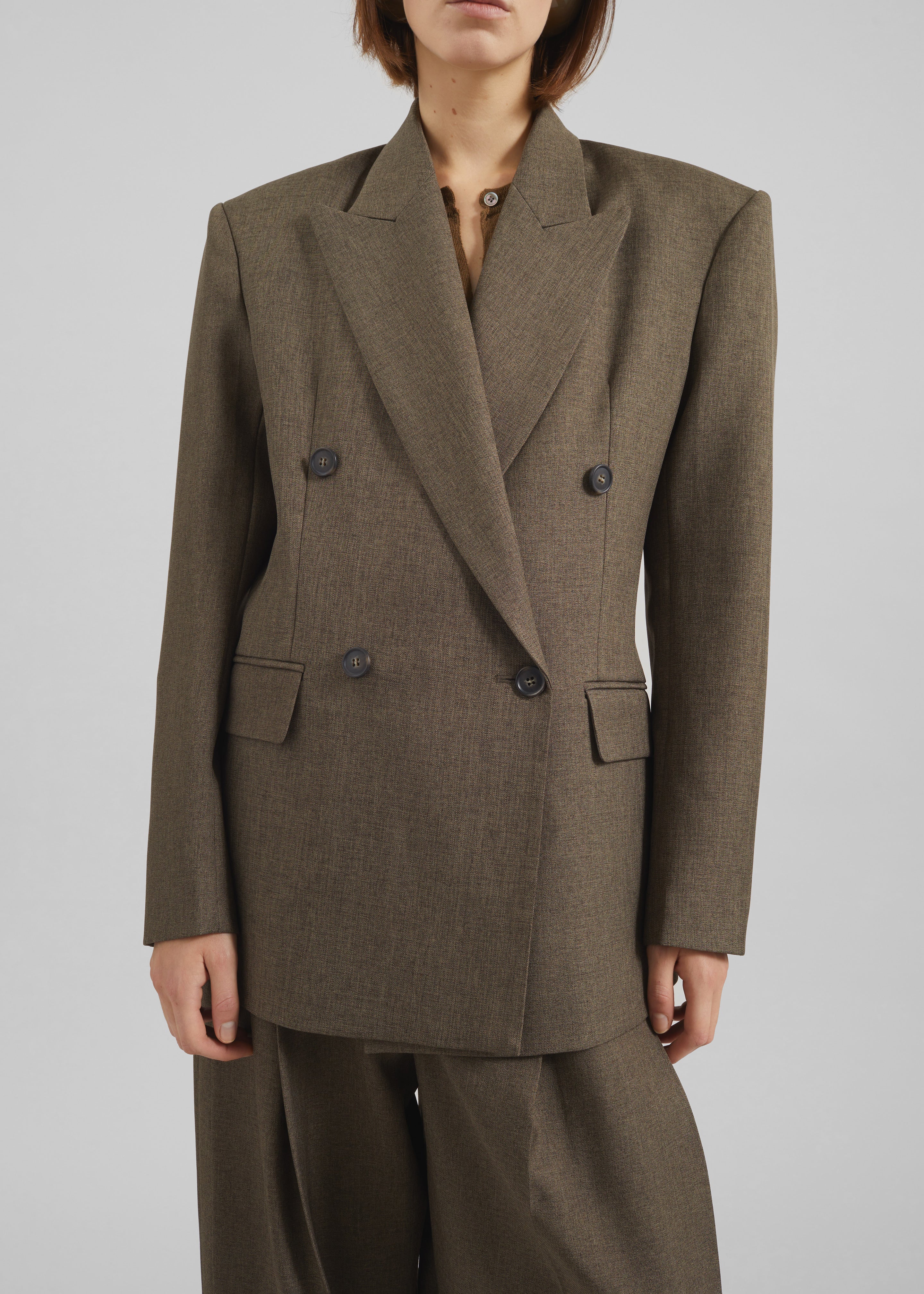 Vallsta Double-Breasted Blazer - Brown Melange – The Frankie Shop