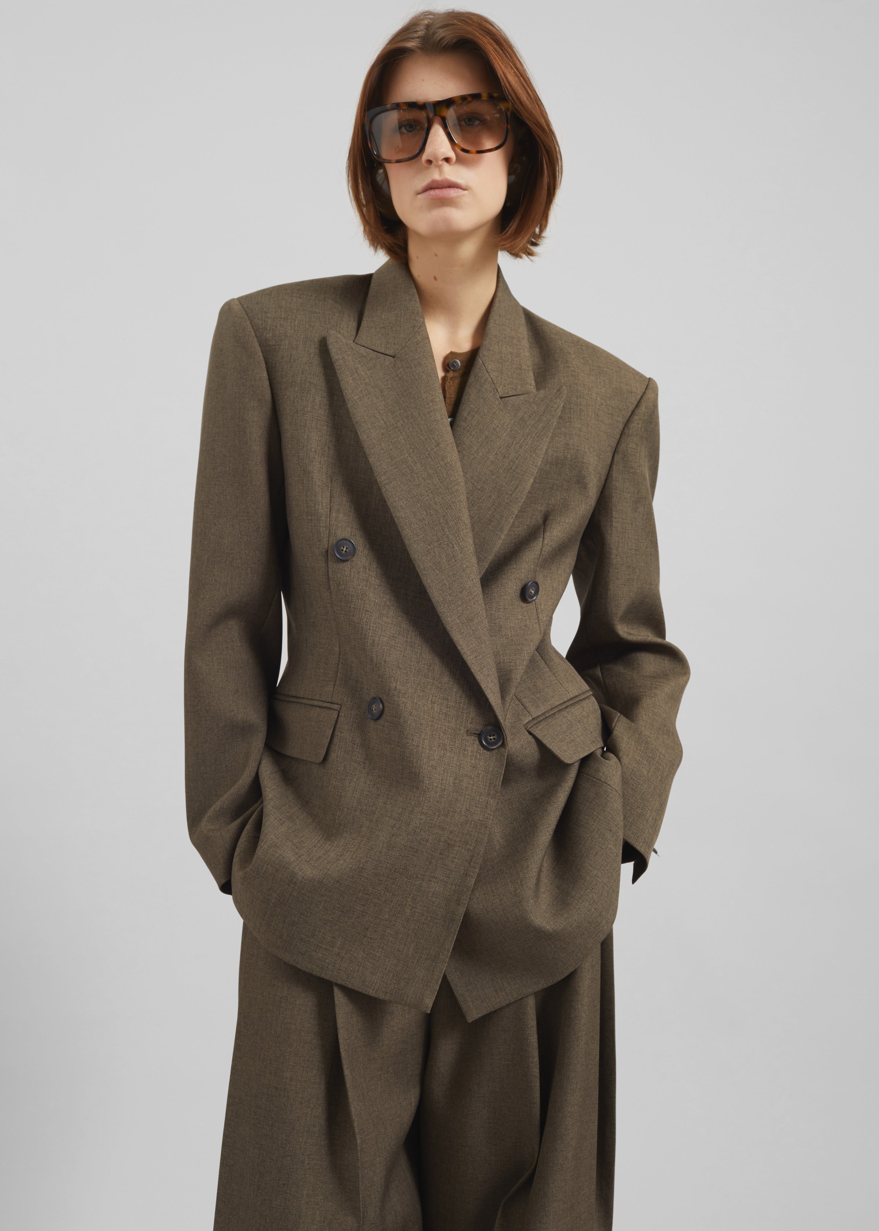 Vallsta Double-Breasted Blazer - Brown Melange – The Frankie Shop