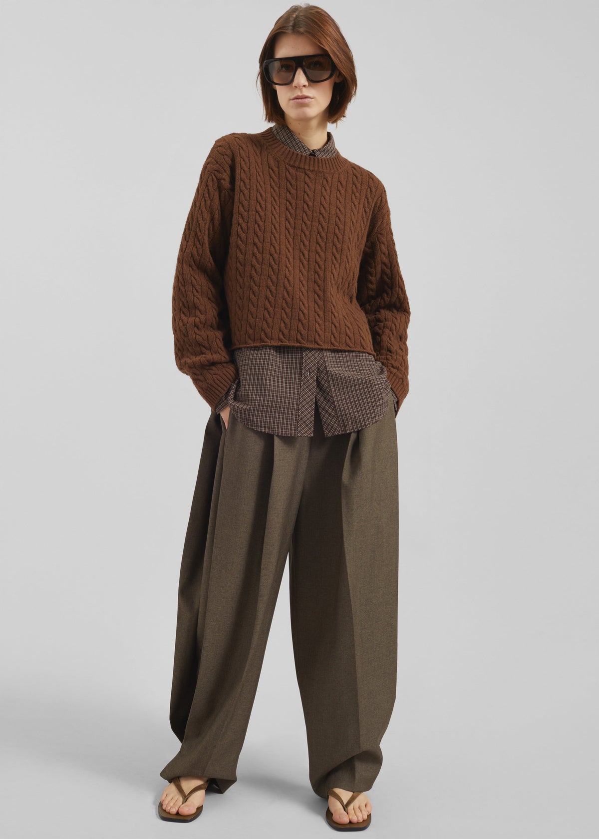 Vallsta Tailored Trousers - Brown Melange - 5