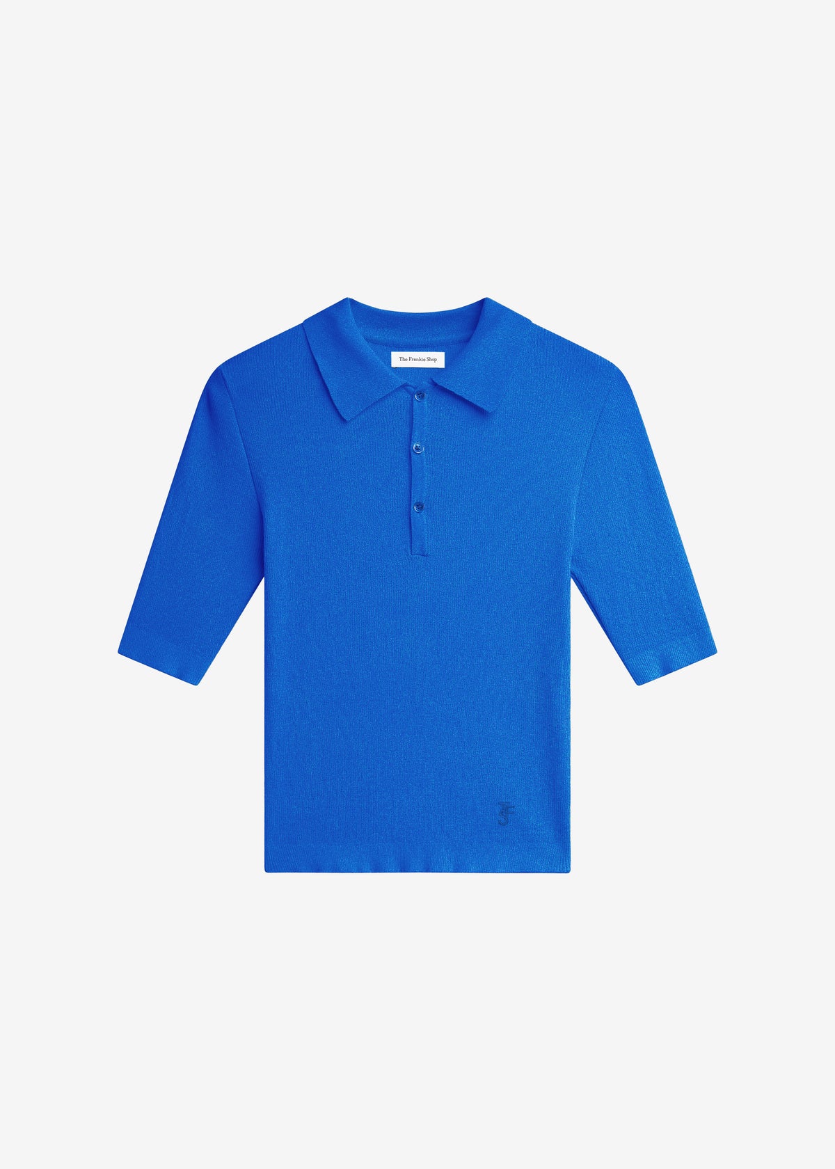 Vally Ribbed Knit Polo Top - Cobalt - 7