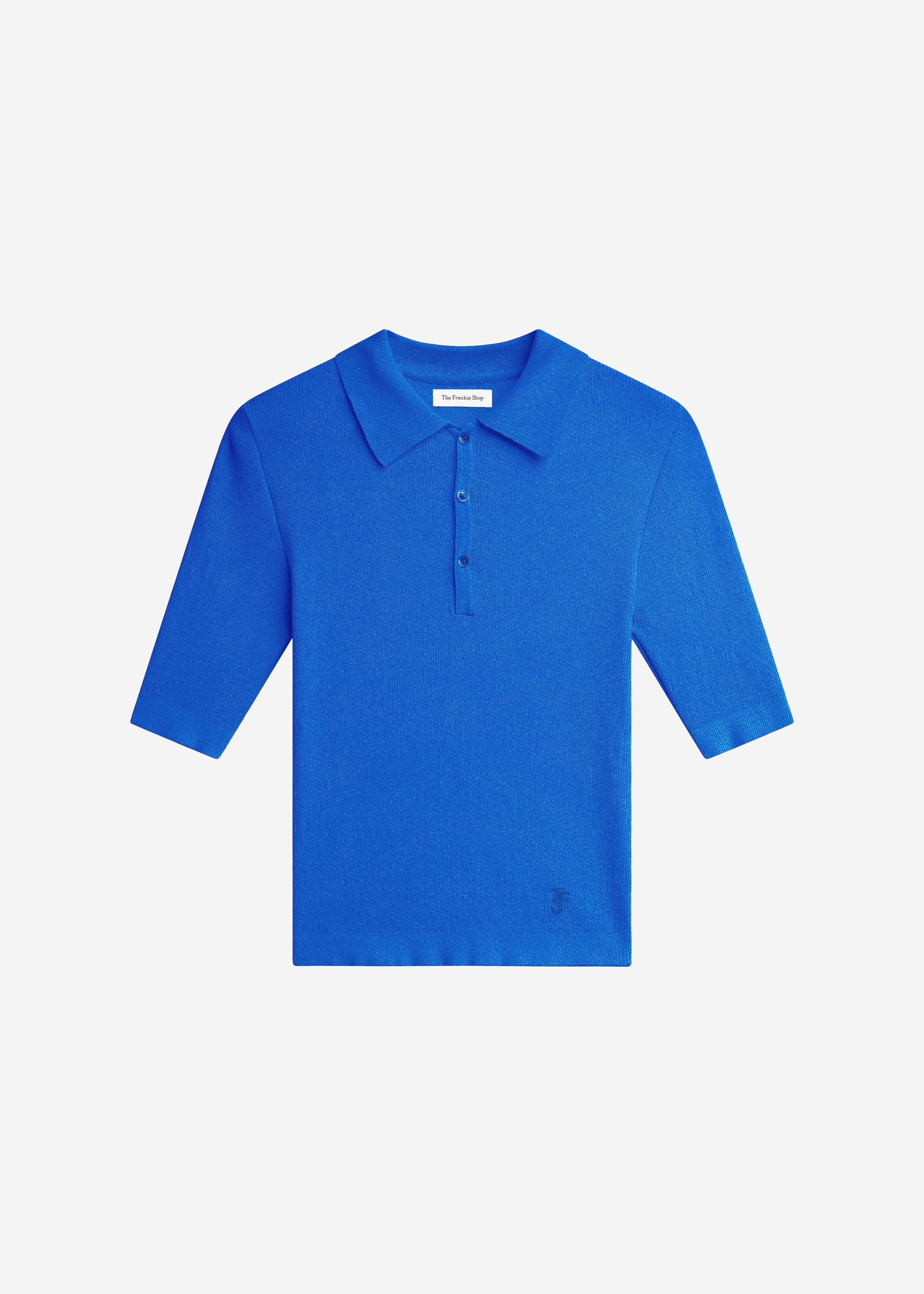 Vally Ribbed Knit Polo Top - Cobalt - 7
