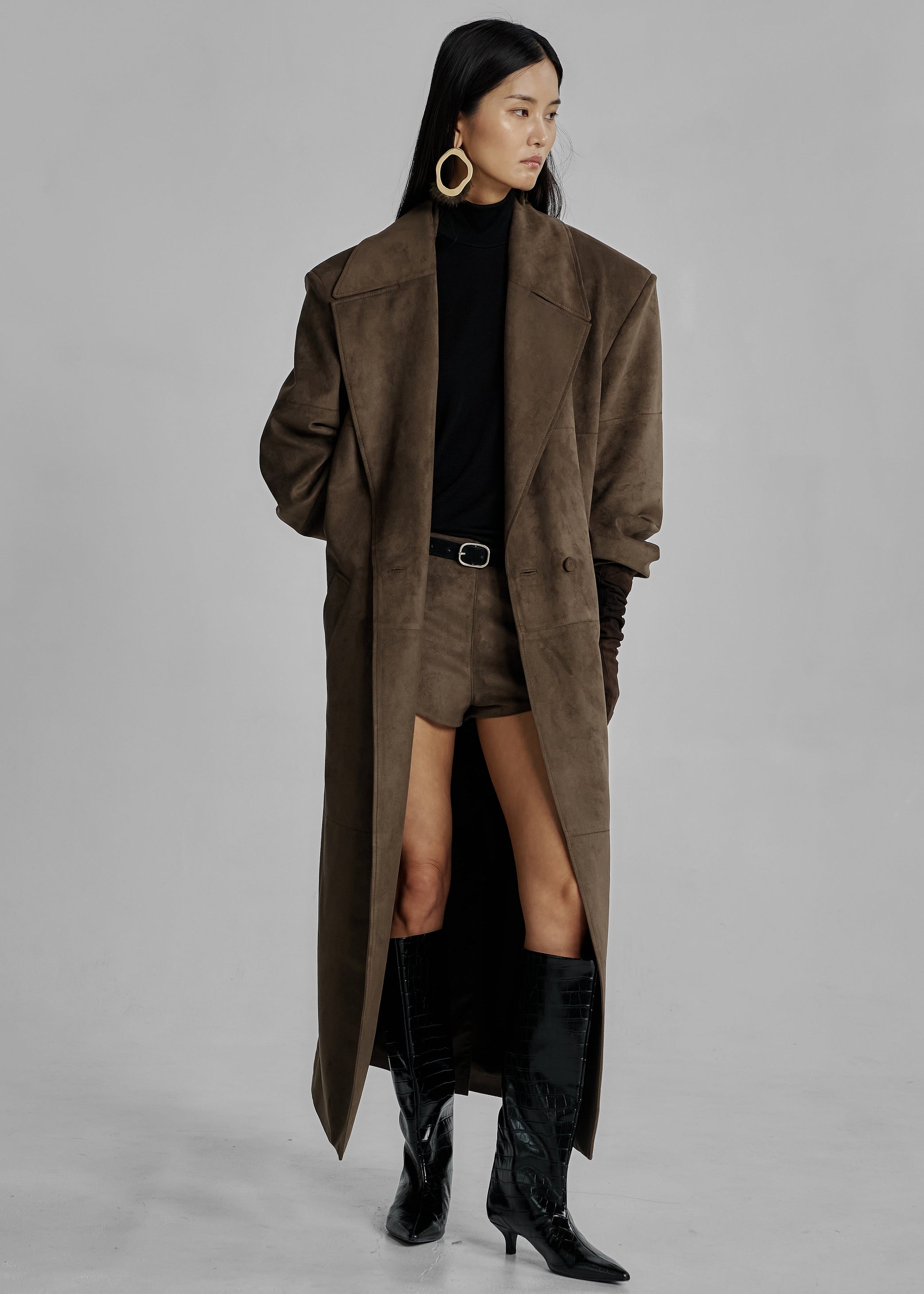 Shop the look image for Valmere Faux Suede Coat - Brown