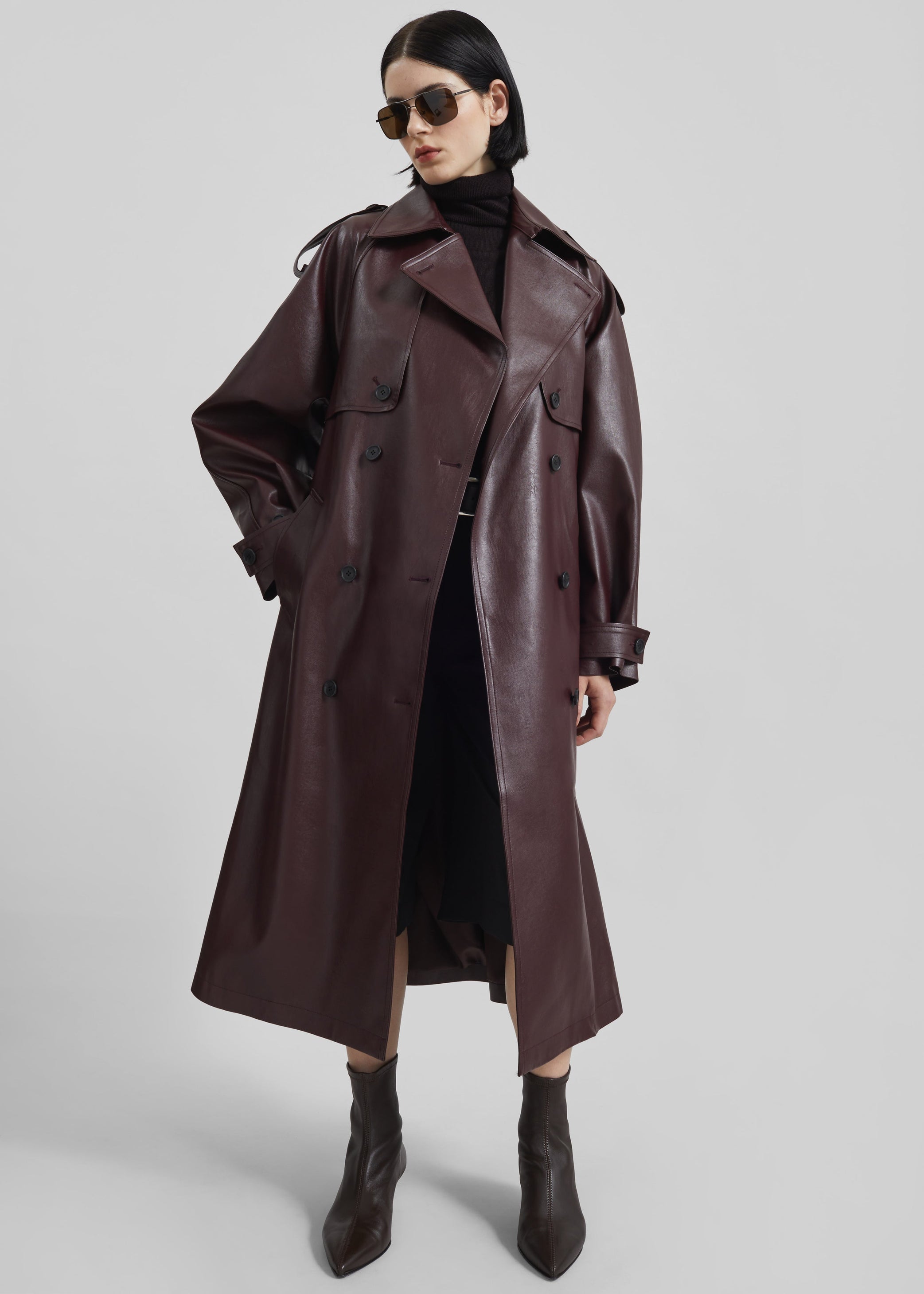 Shop the look image for Vandve Faux Leather Trench - Burgundy