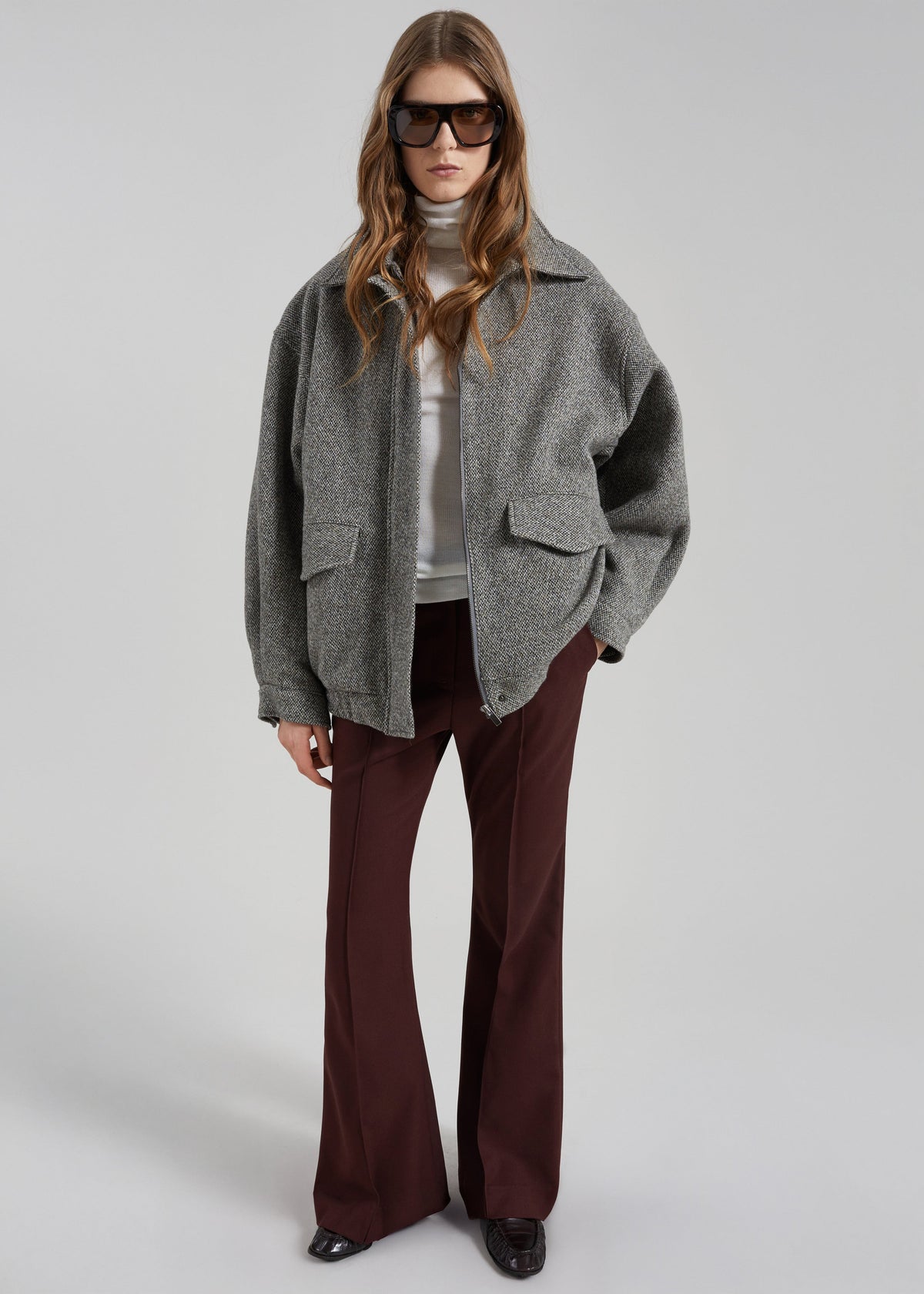 Vanves Wool Blouson Jacket - Grey Melange - 2