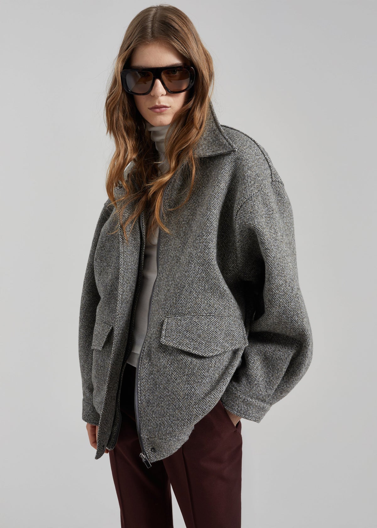 Vanves Wool Blouson Jacket - Grey Melange - 1