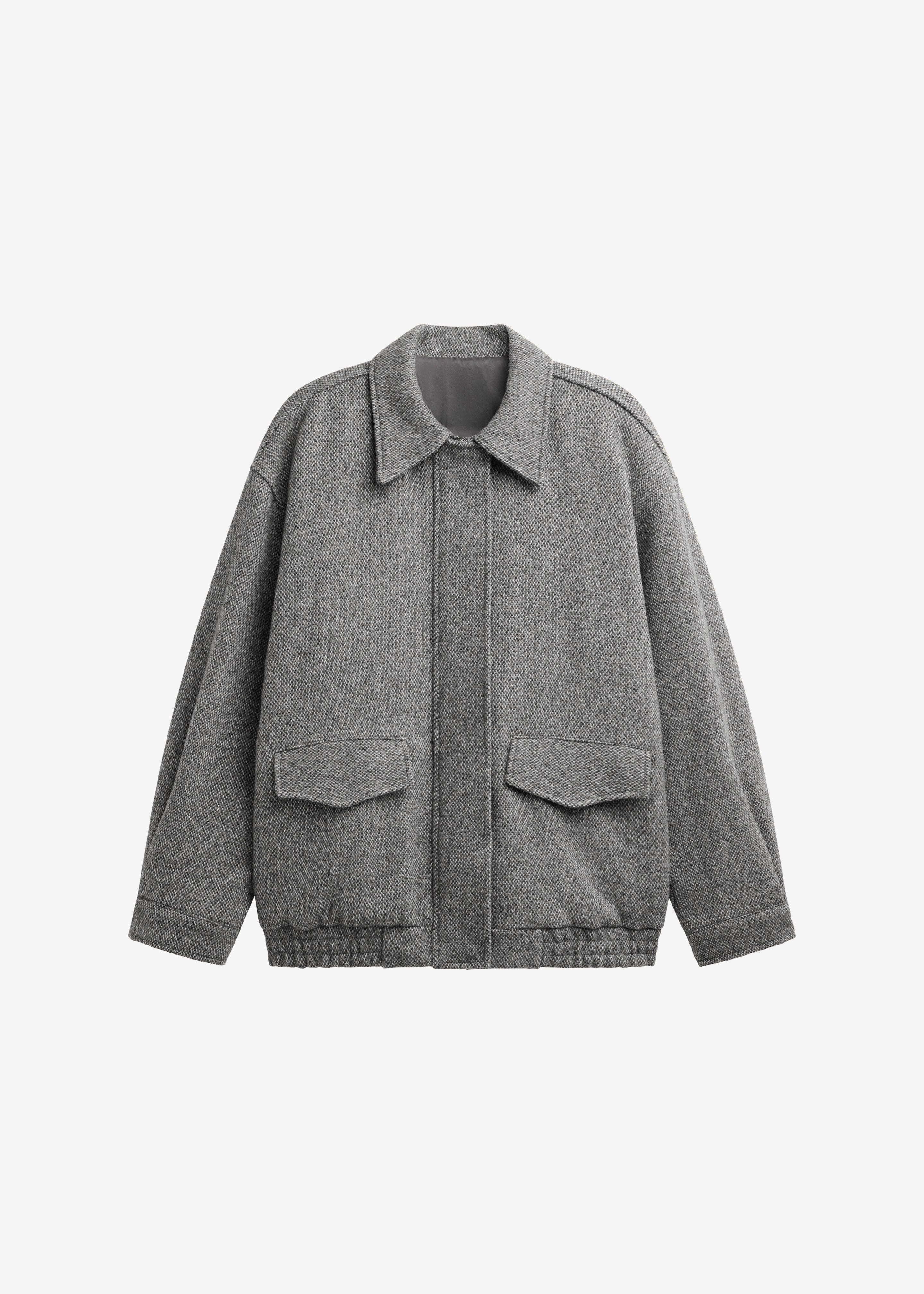 Vanves Wool Blouson Jacket - Grey Melange - 7