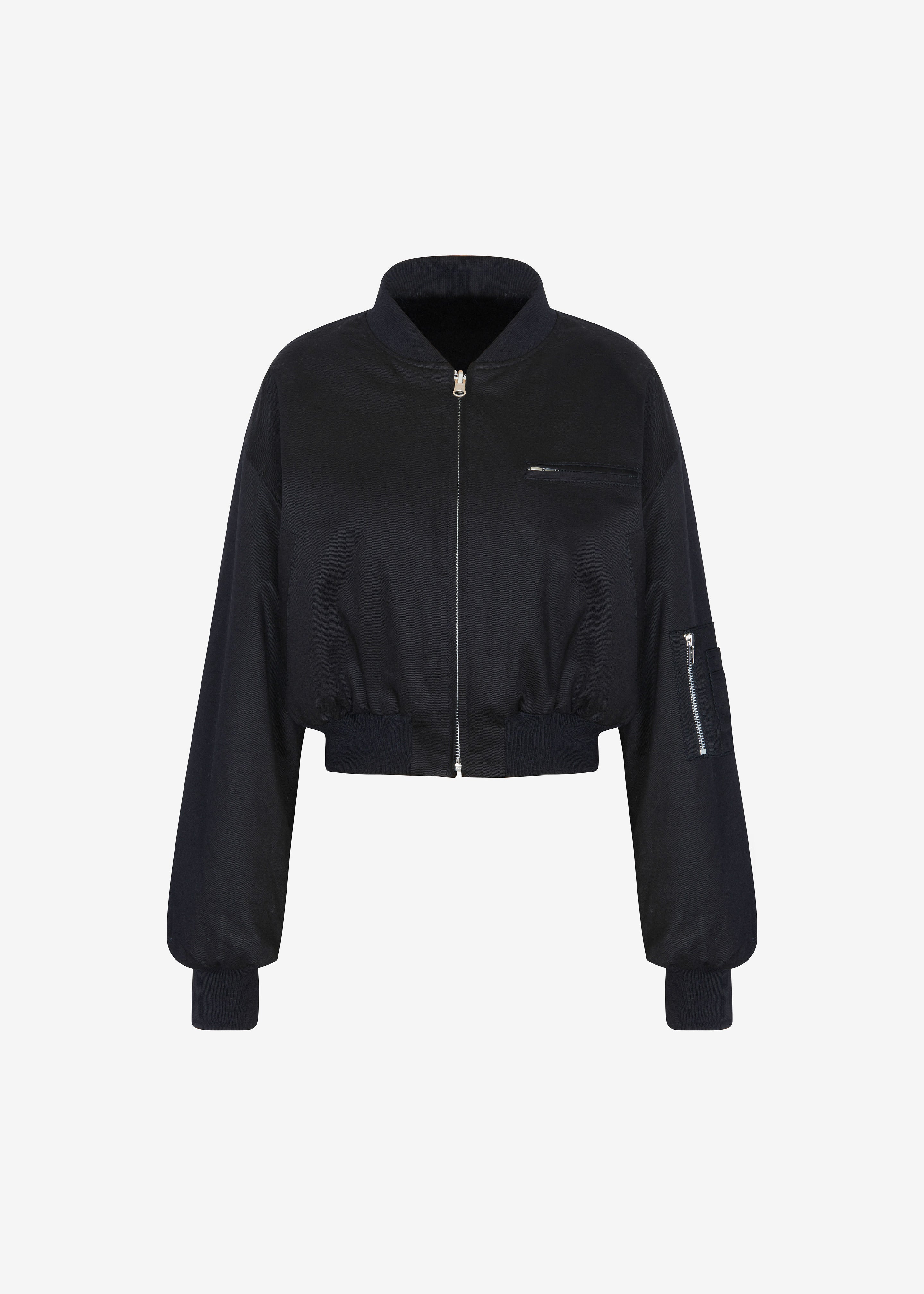 Vaud Reversible Cropped Bomber - Black - 13