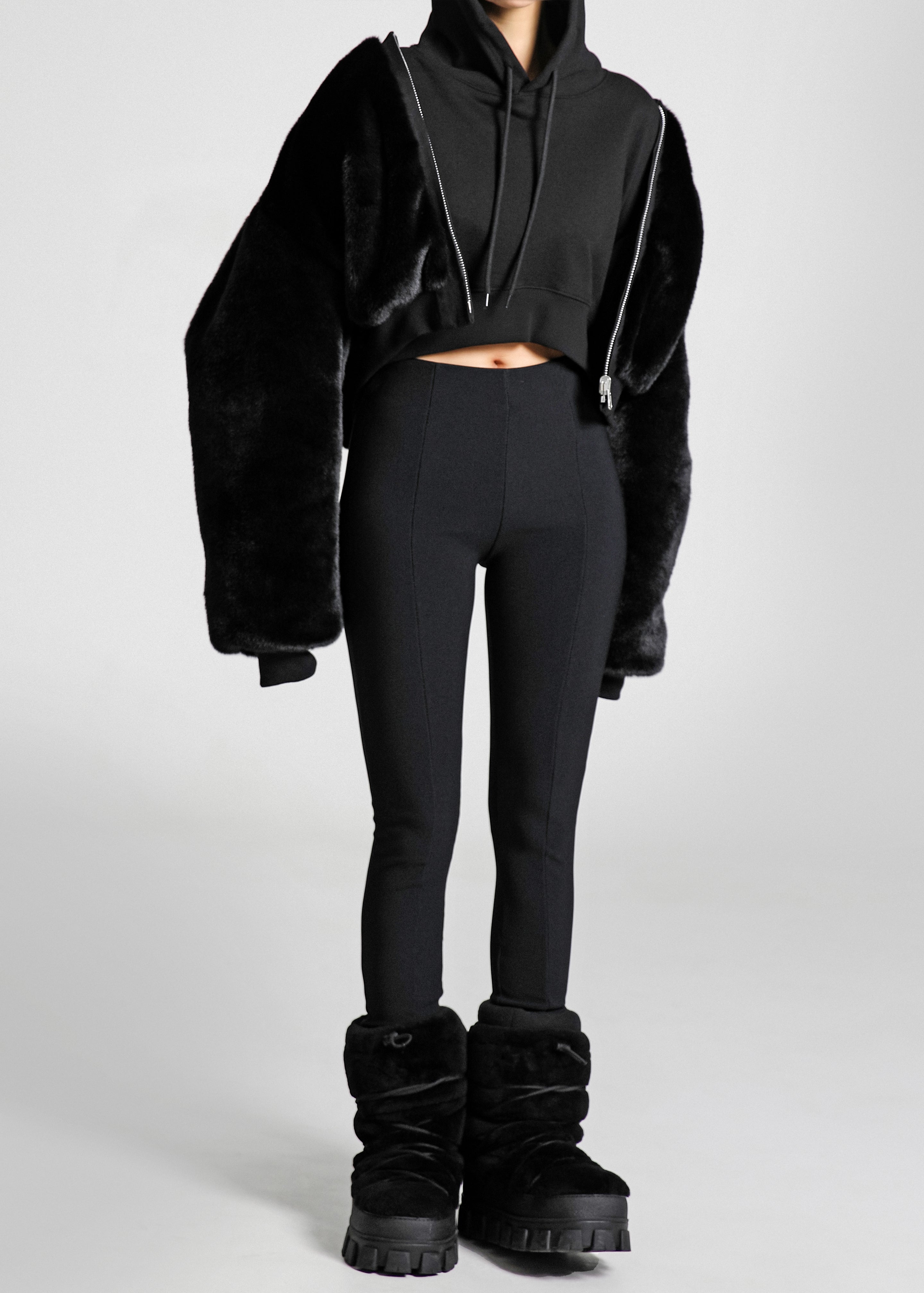 Vaud Reversible Cropped Bomber - Black - 7