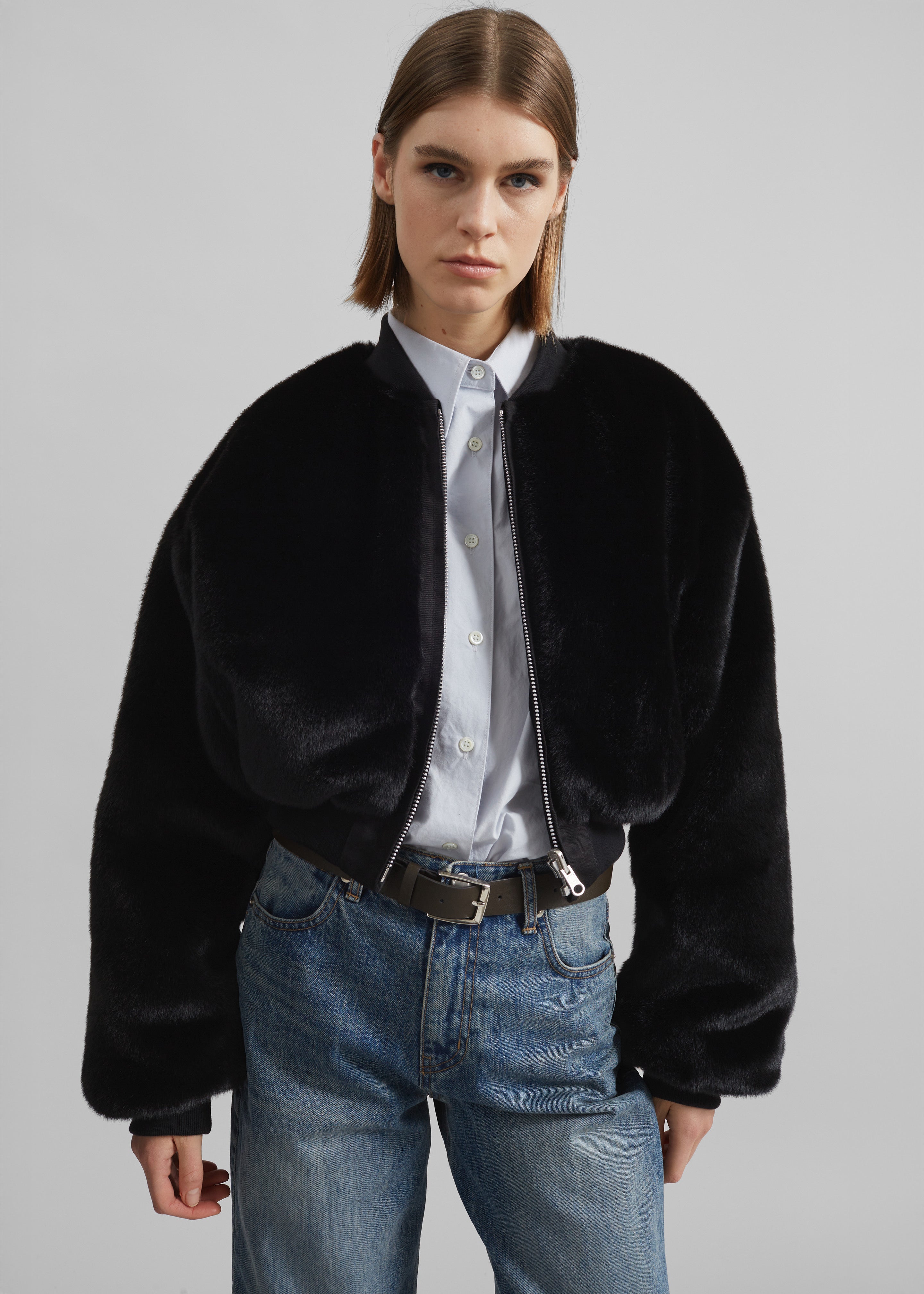 Vaud Reversible Cropped Bomber - Black - 4