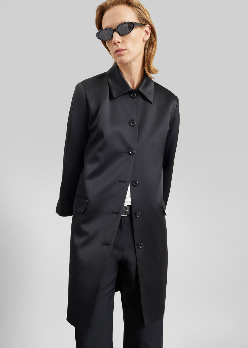 Vavin Satin Long Jacket - Black - 1