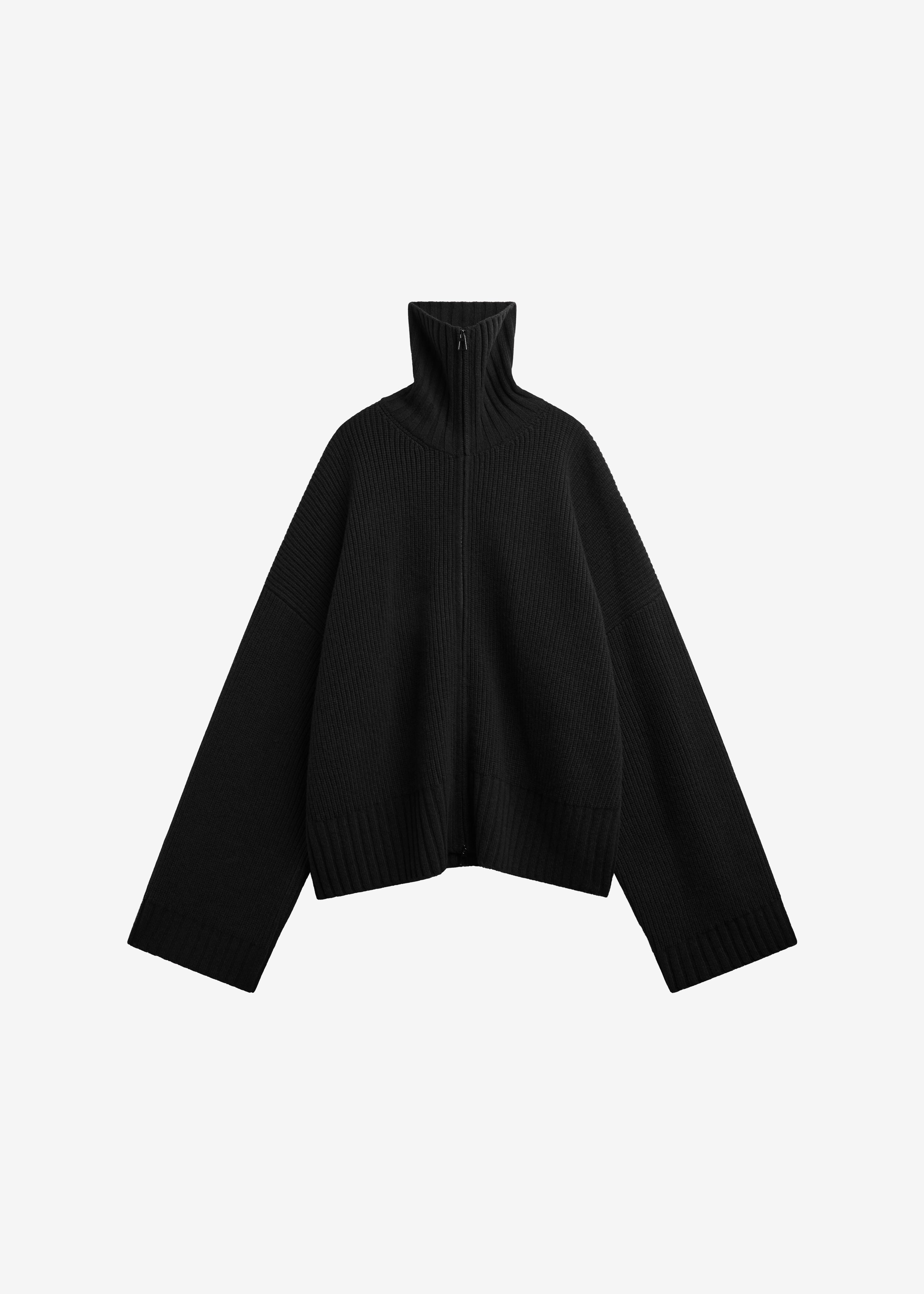 Veda Oversized Zip-Up Cardigan - Black - 7