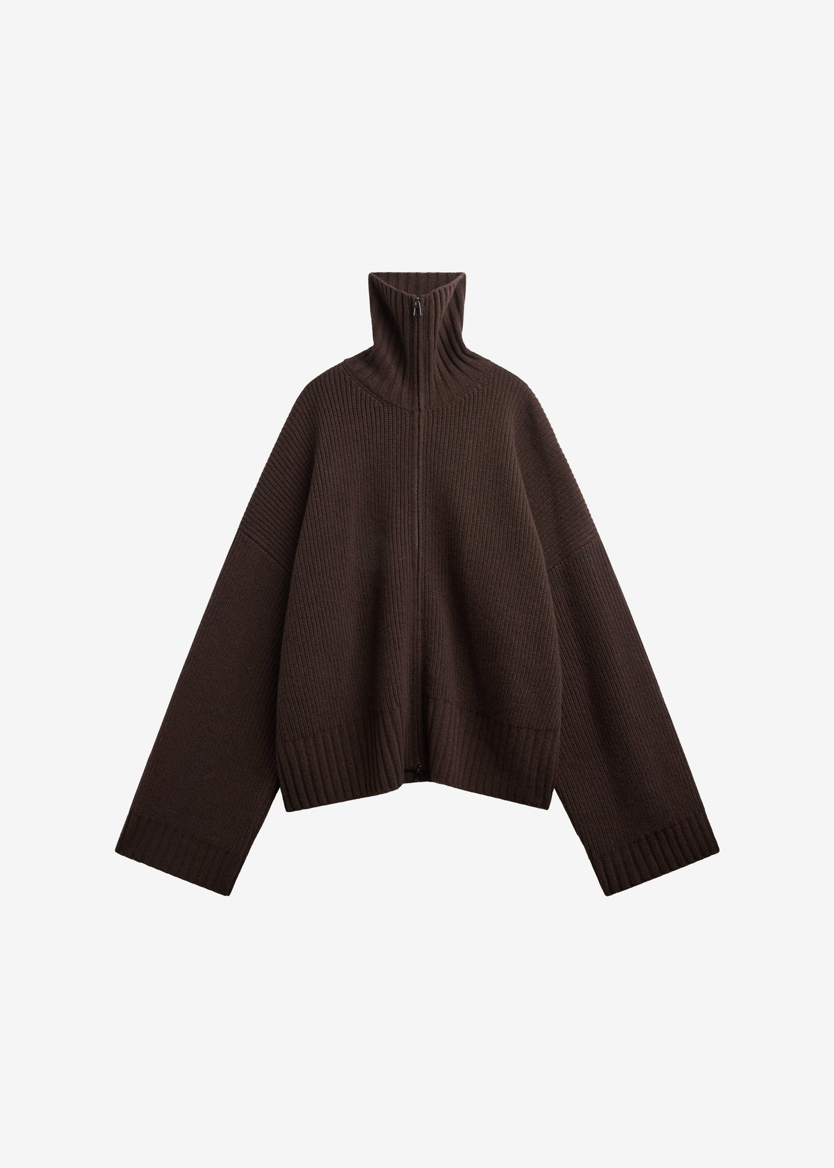 Veda Oversized Zip-Up Cardigan - Brown - 9