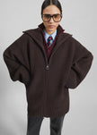 Veda Oversized Zip-Up Cardigan - Brown