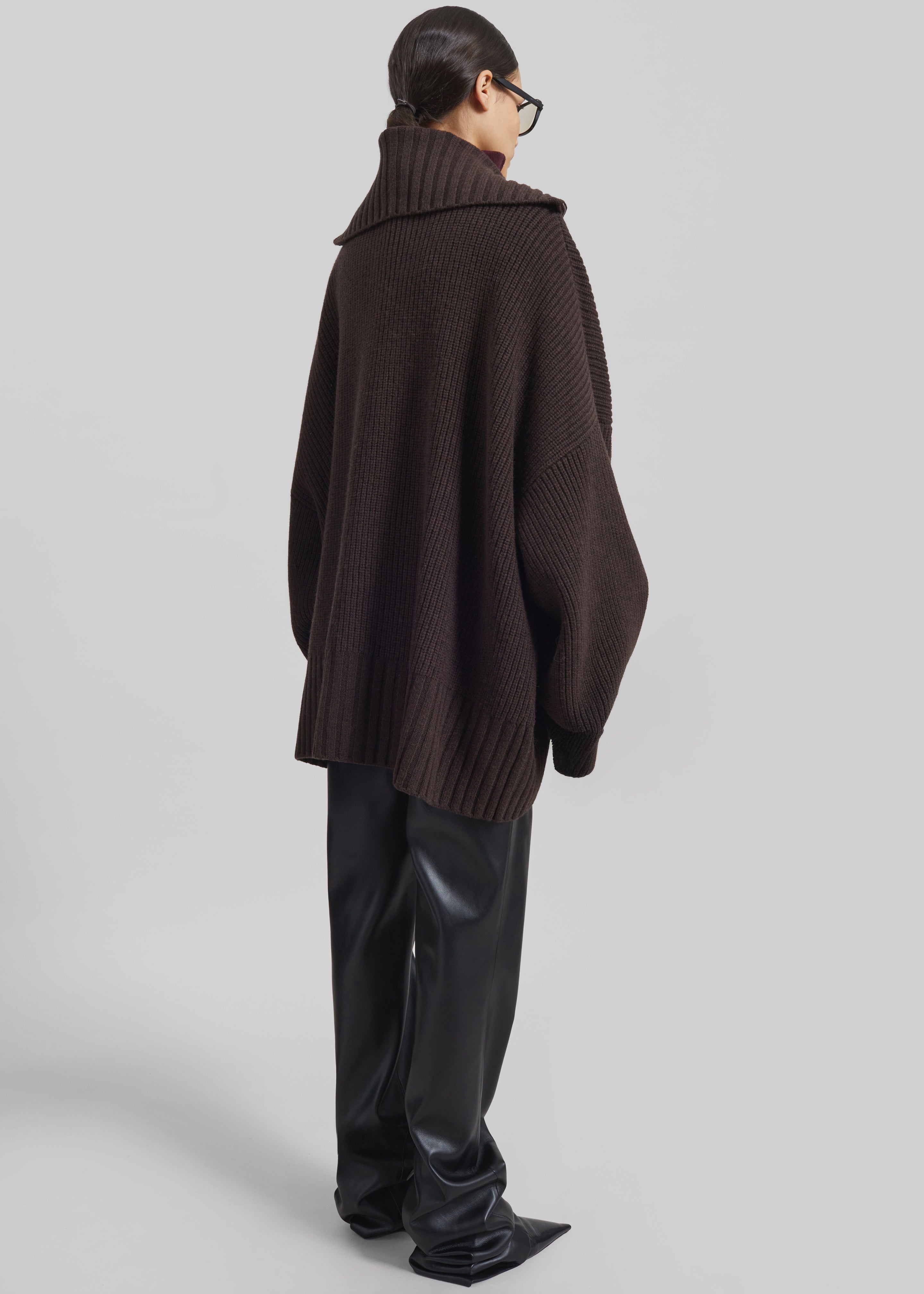 Veda Oversized Zip-Up Cardigan - Brown - 8