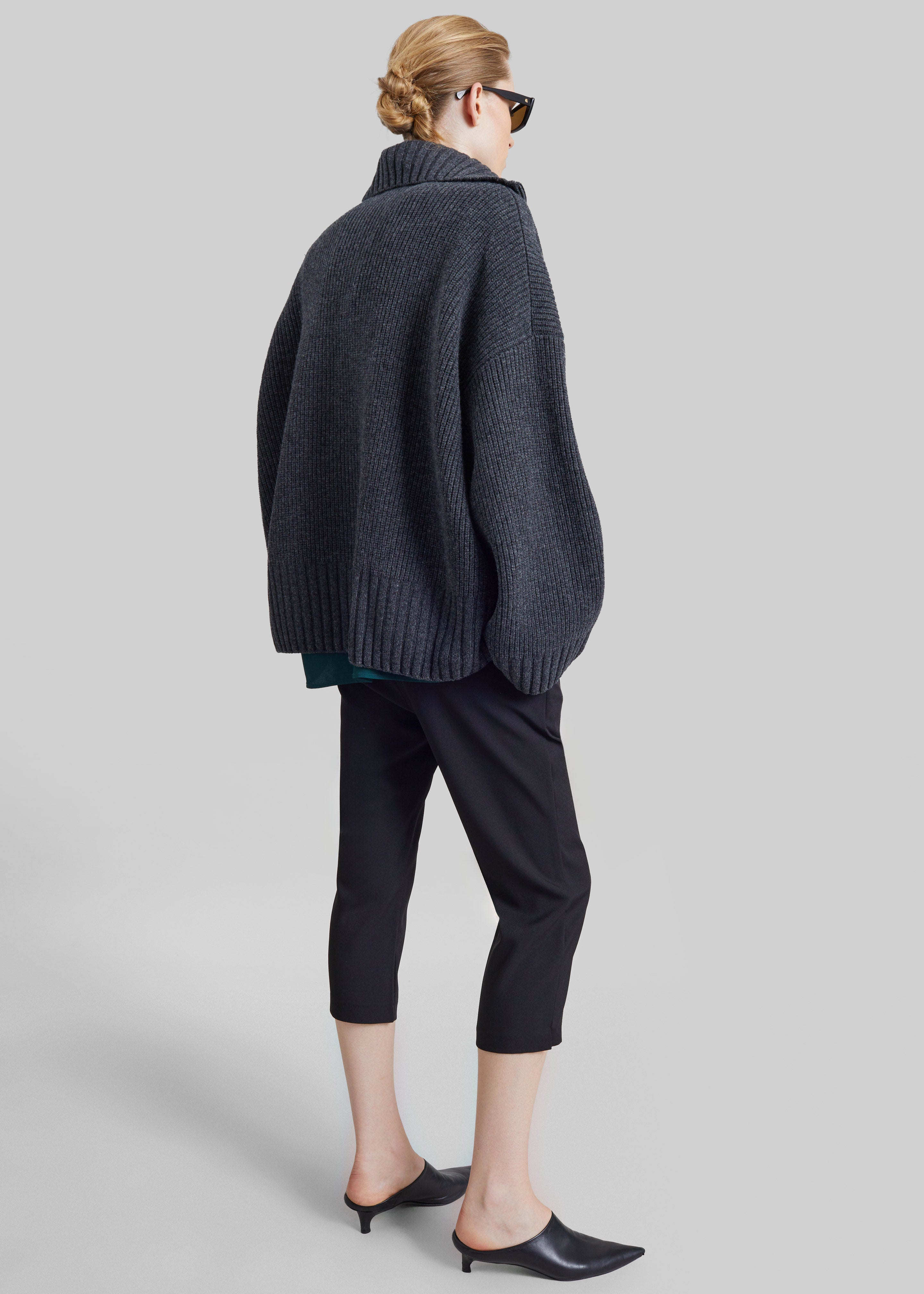 Veda Oversized Zip-Up Cardigan - Charcoal - 6