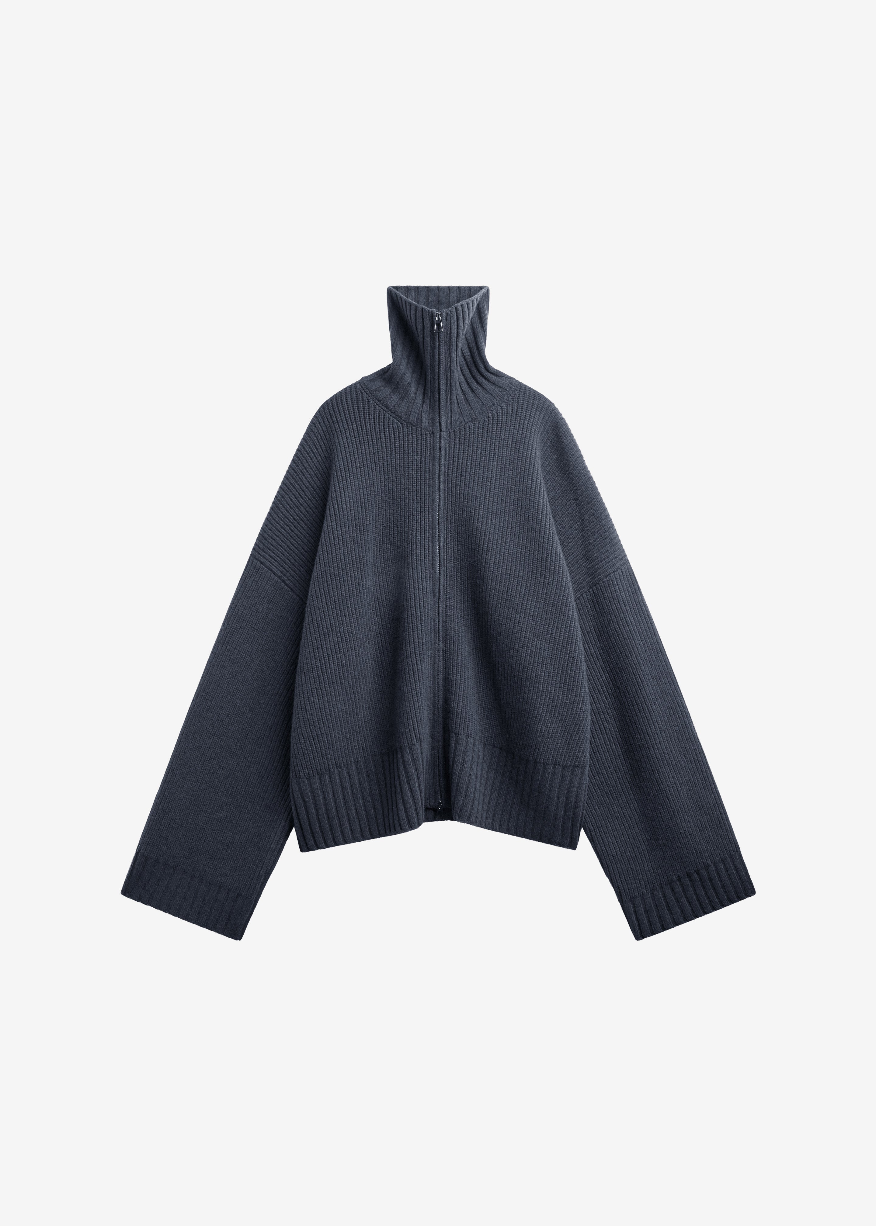 Veda Oversized Zip-Up Cardigan - Charcoal - 7