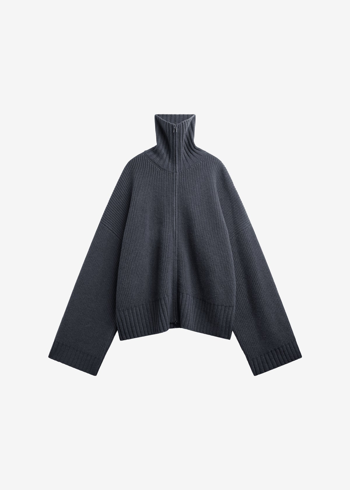 Veda Oversized Zip-Up Cardigan - Charcoal