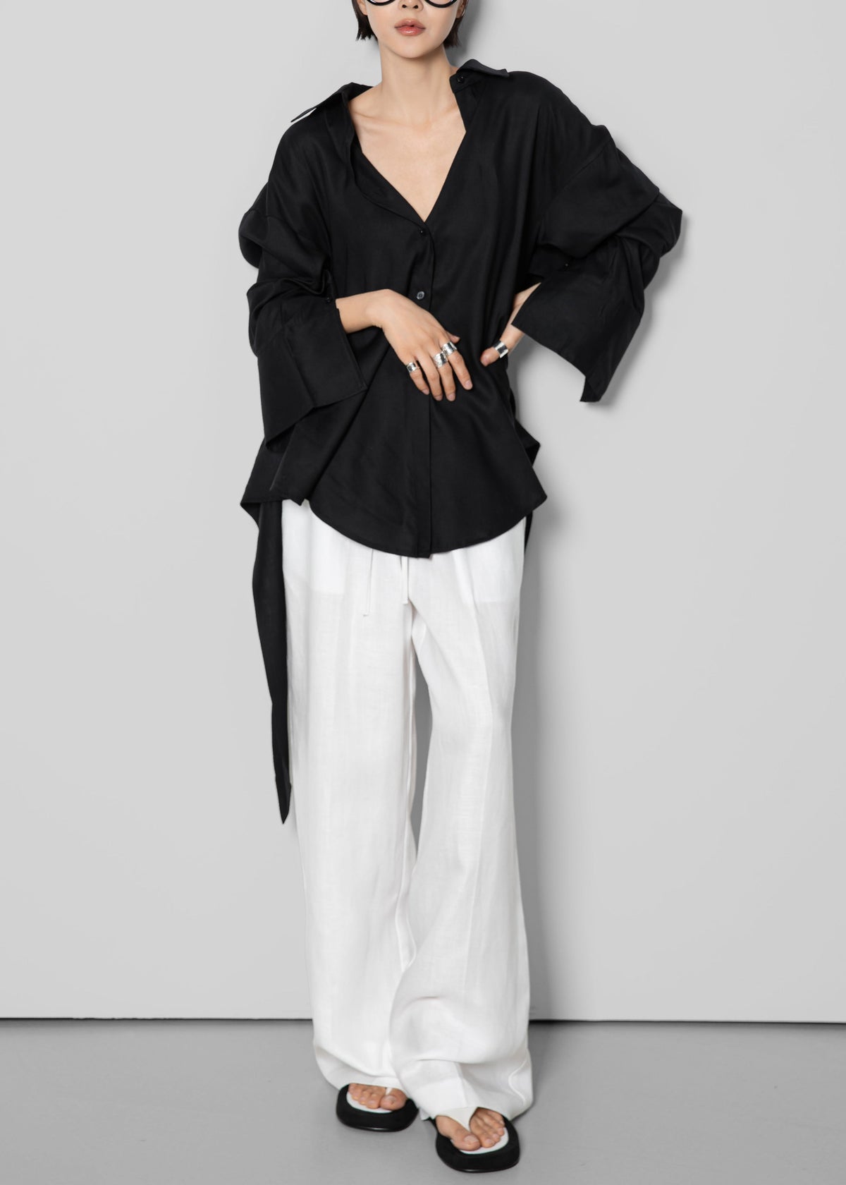 Velia Cut-Out Back Shirt - Black - 3