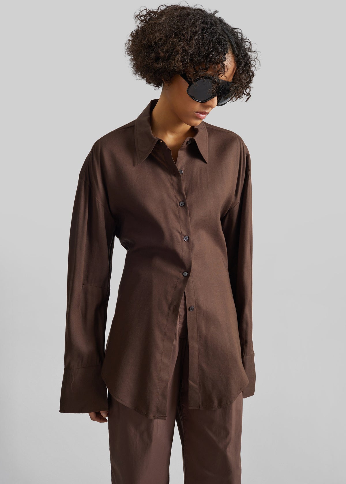 Velia Cut-Out Back Shirt - Brown - 6