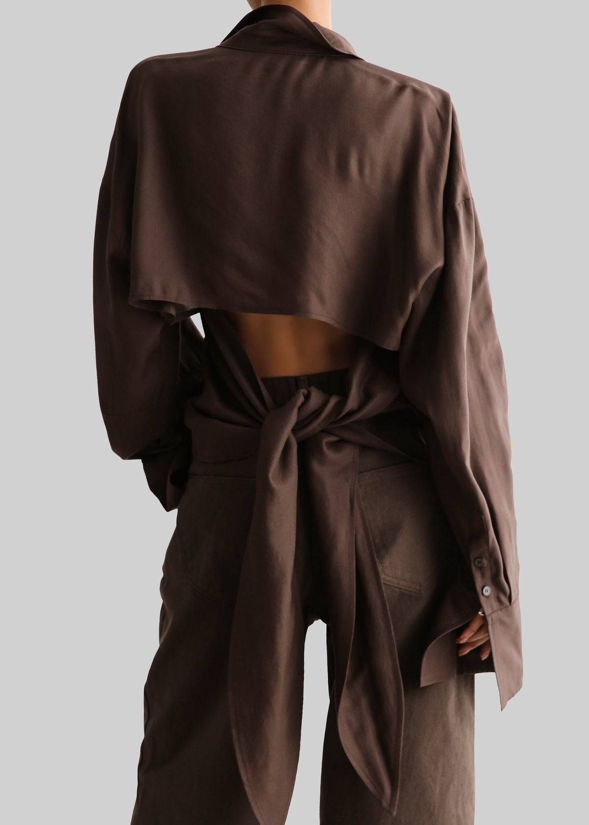 Velia Cut-Out Back Shirt - Brown - 5