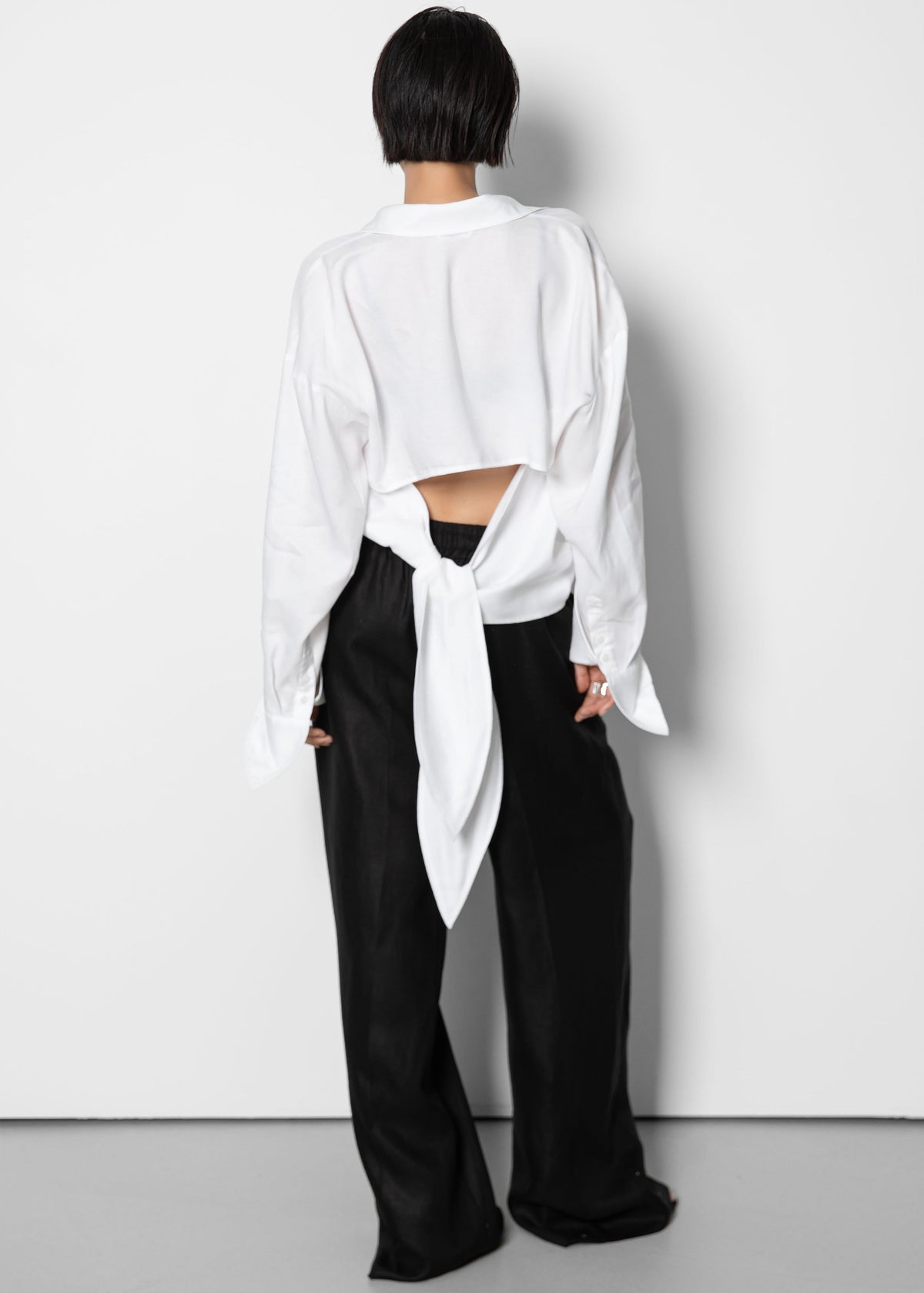 Velia Cut-Out Back Shirt - White - 1