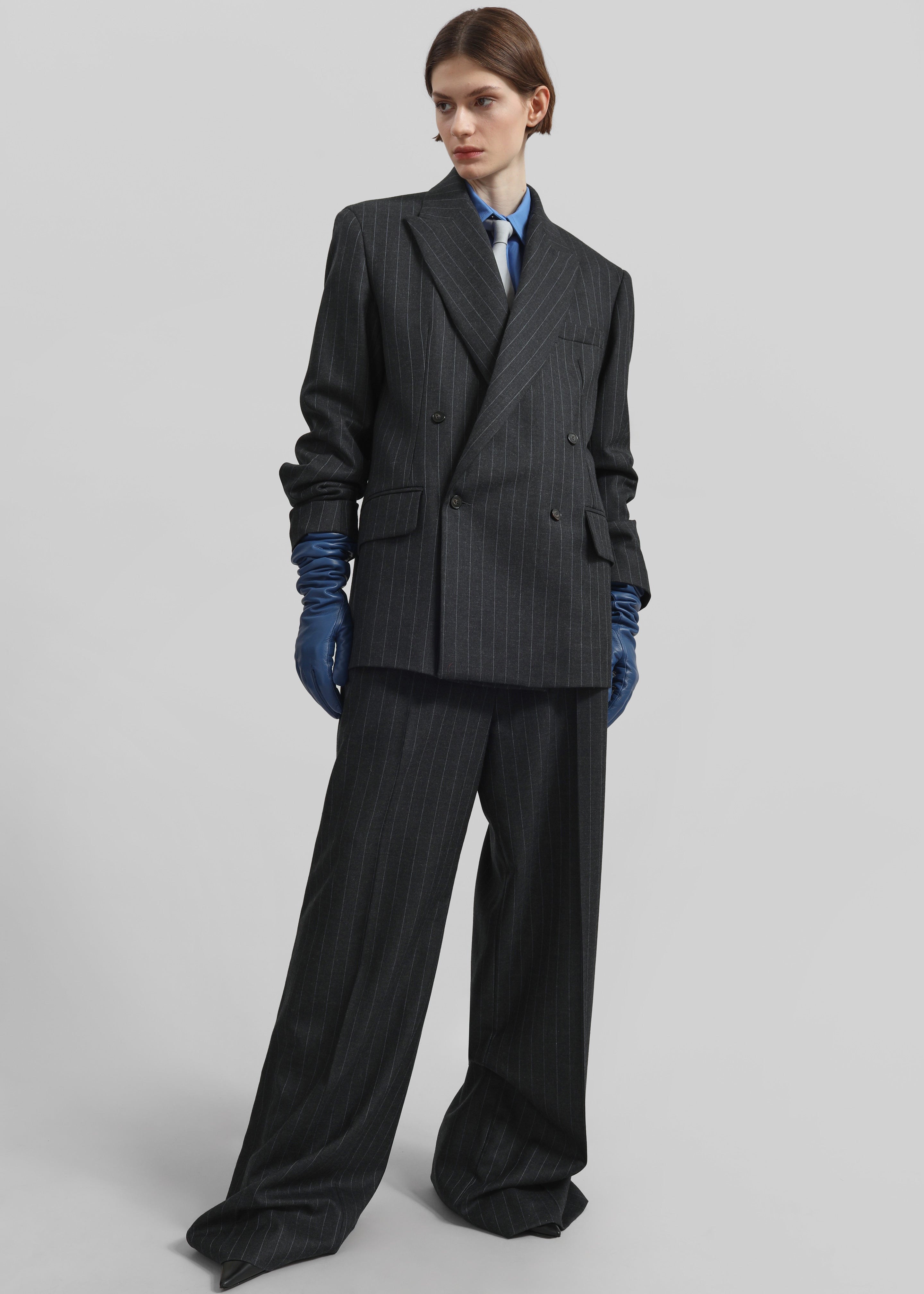 Veneto Long Leather Gloves - Cobalt - 3
