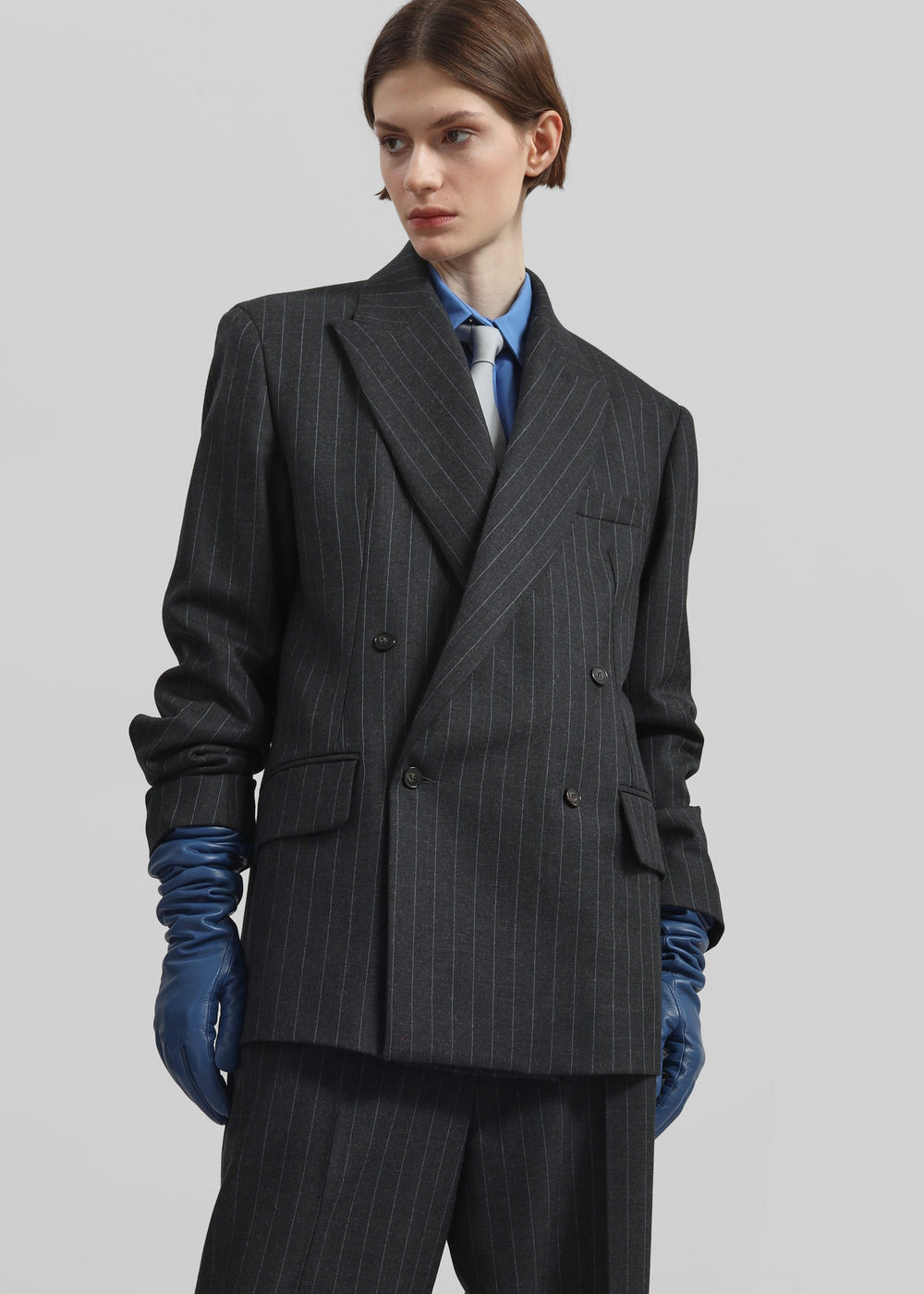 Veneto Long Leather Gloves - Cobalt