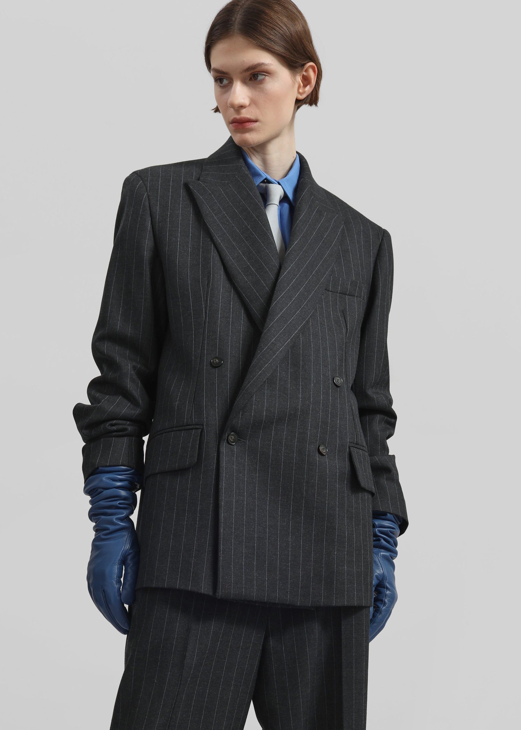 Veneto Long Leather Gloves - Cobalt - 1