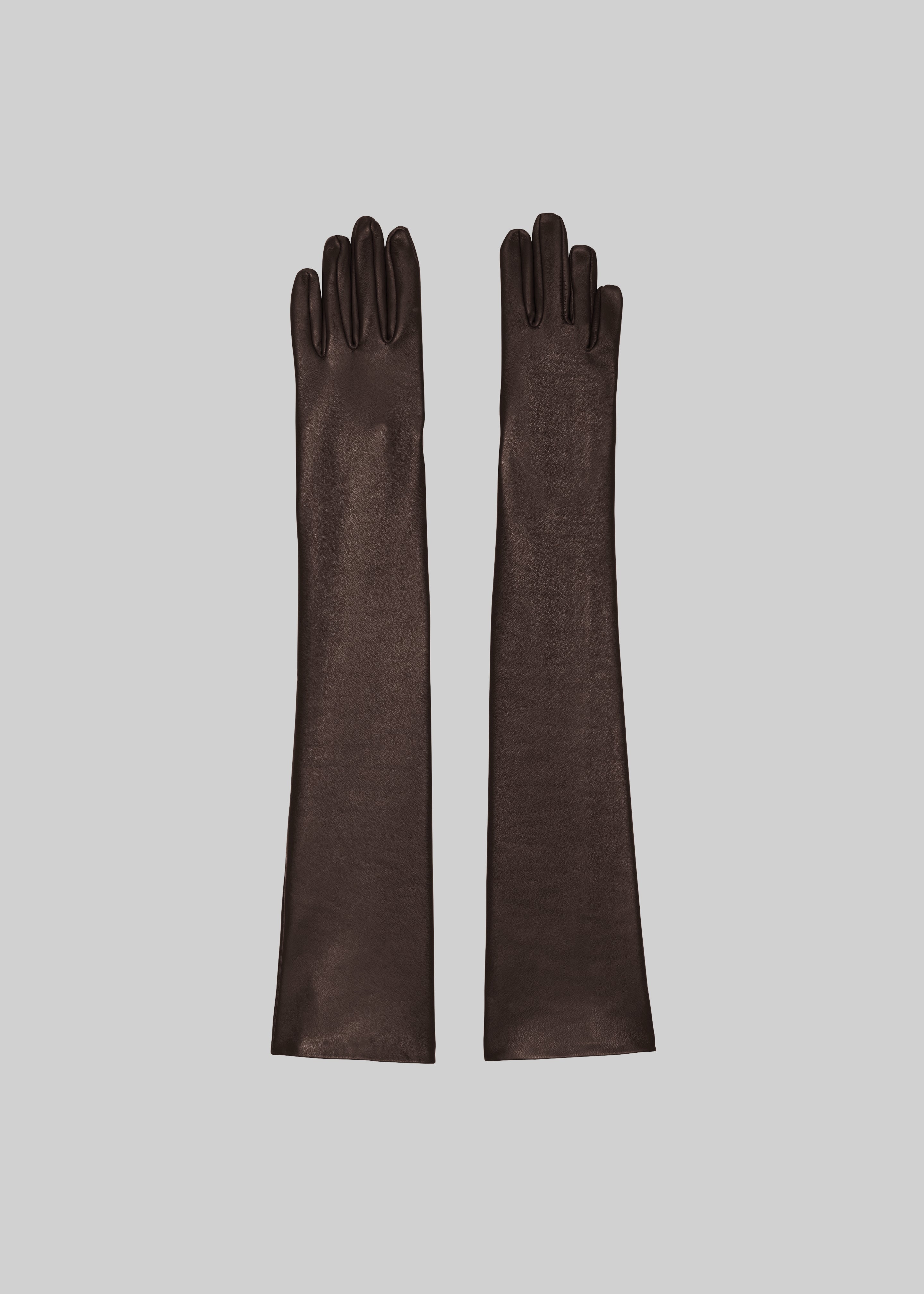 Veneto Long Leather Gloves - Dark Brown - 3