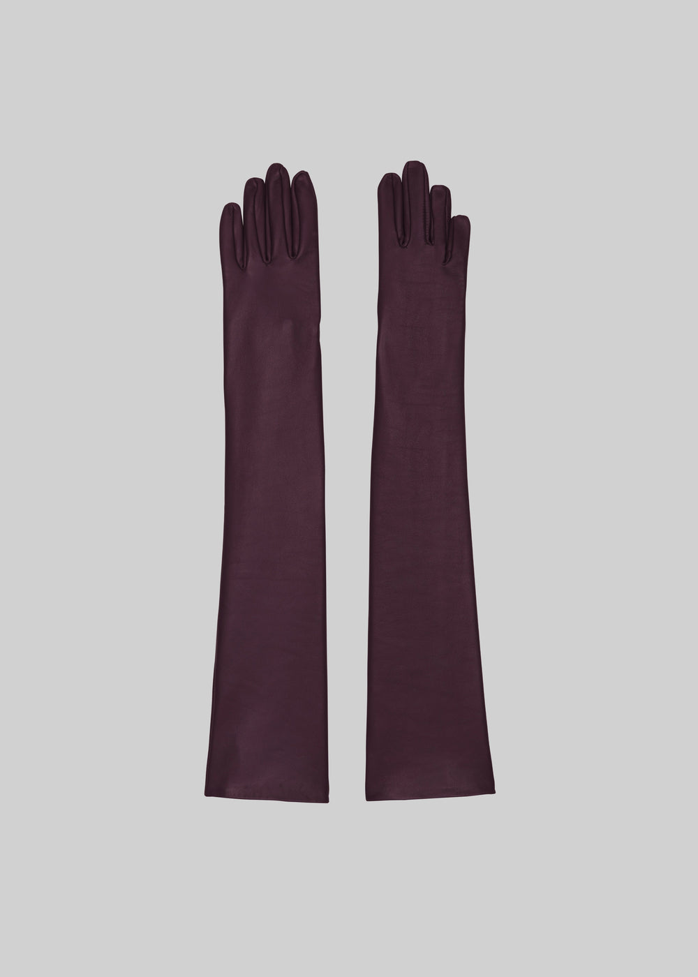 Veneto Long Leather Gloves - Dark Plum - 1