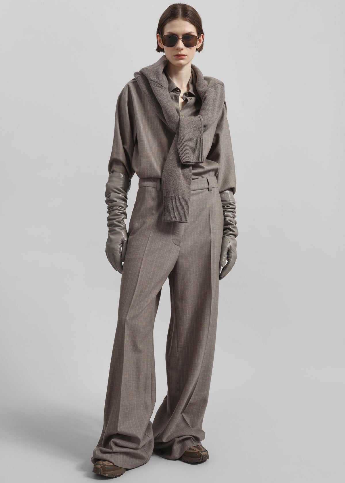 Veneto Long Leather Gloves - Taupe - 3