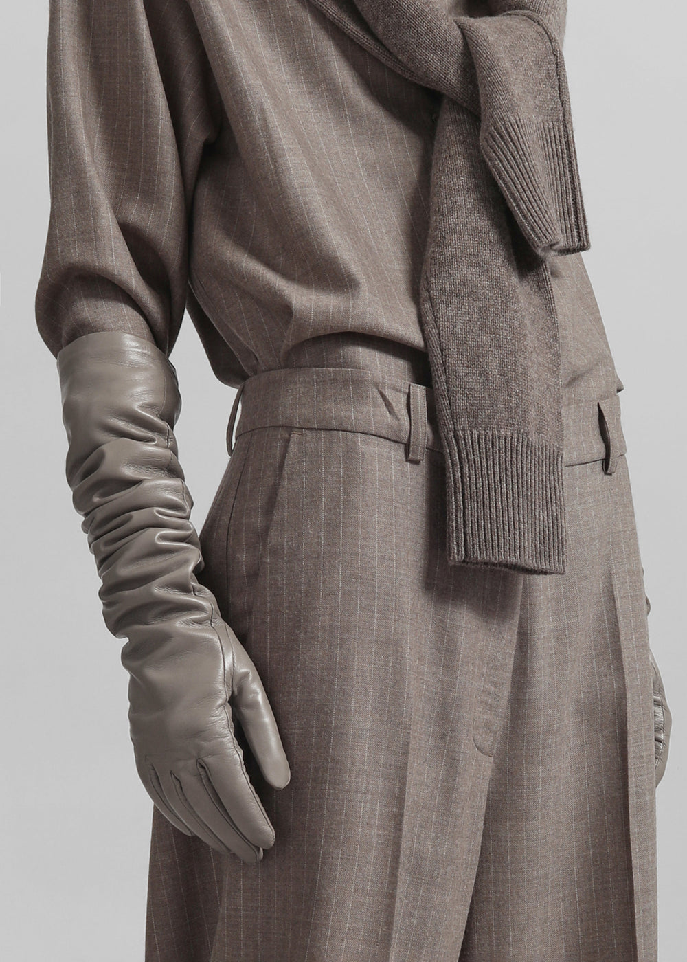 Veneto Long Leather Gloves - Taupe