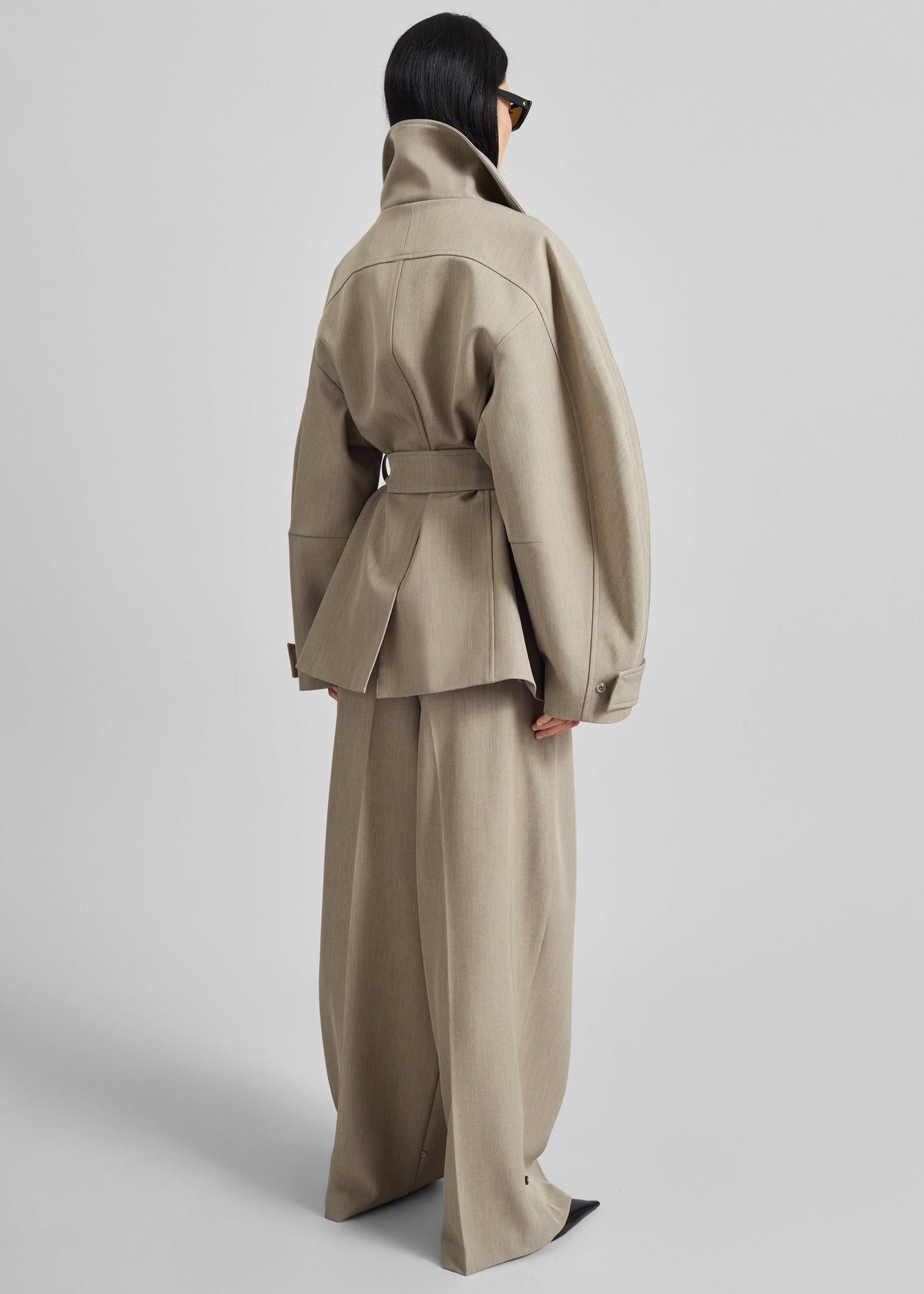 Venlo Curve Sleeve Belted Jacket - Beige - 8