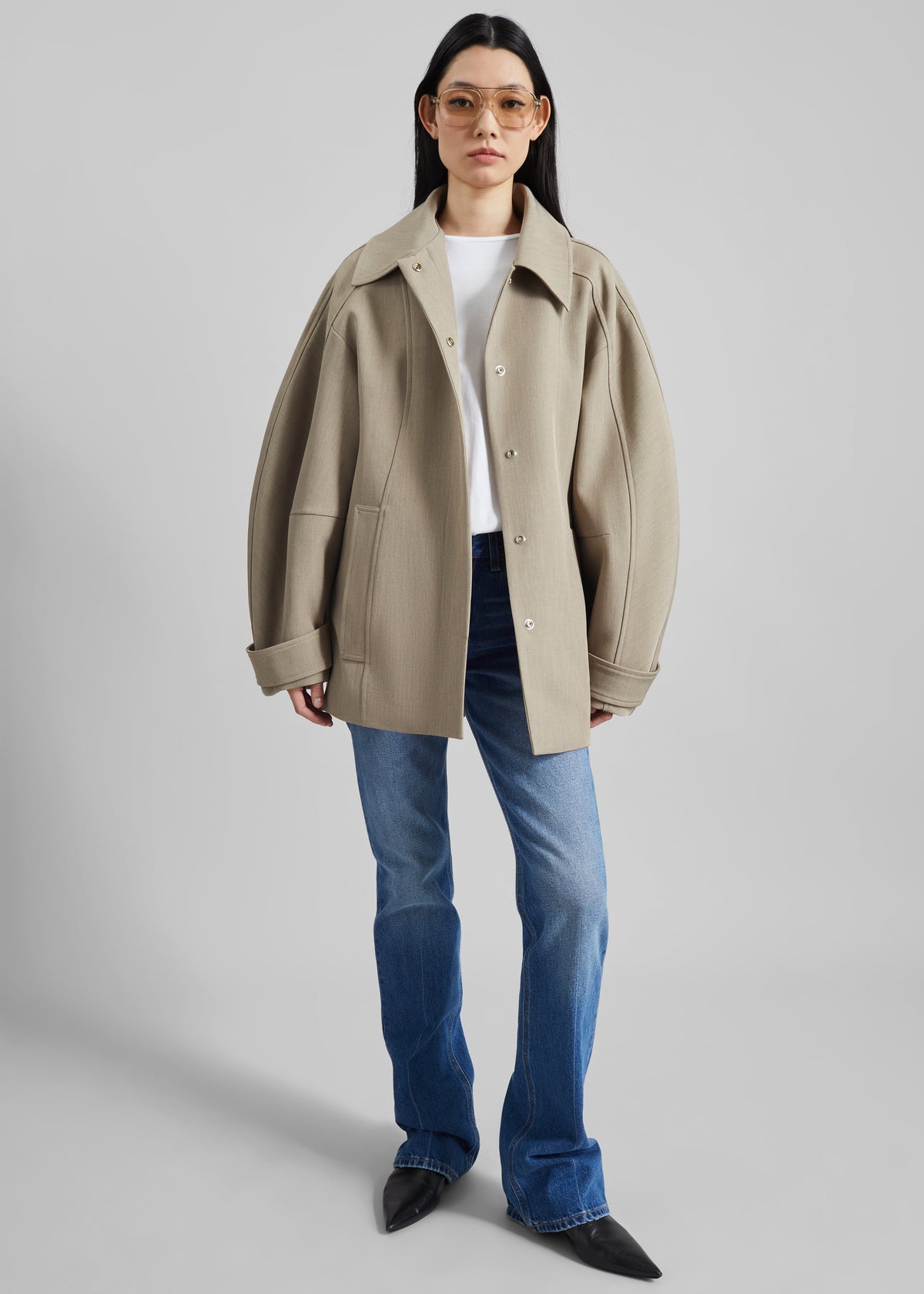 Venlo Curve Sleeve Belted Jacket - Beige - 3