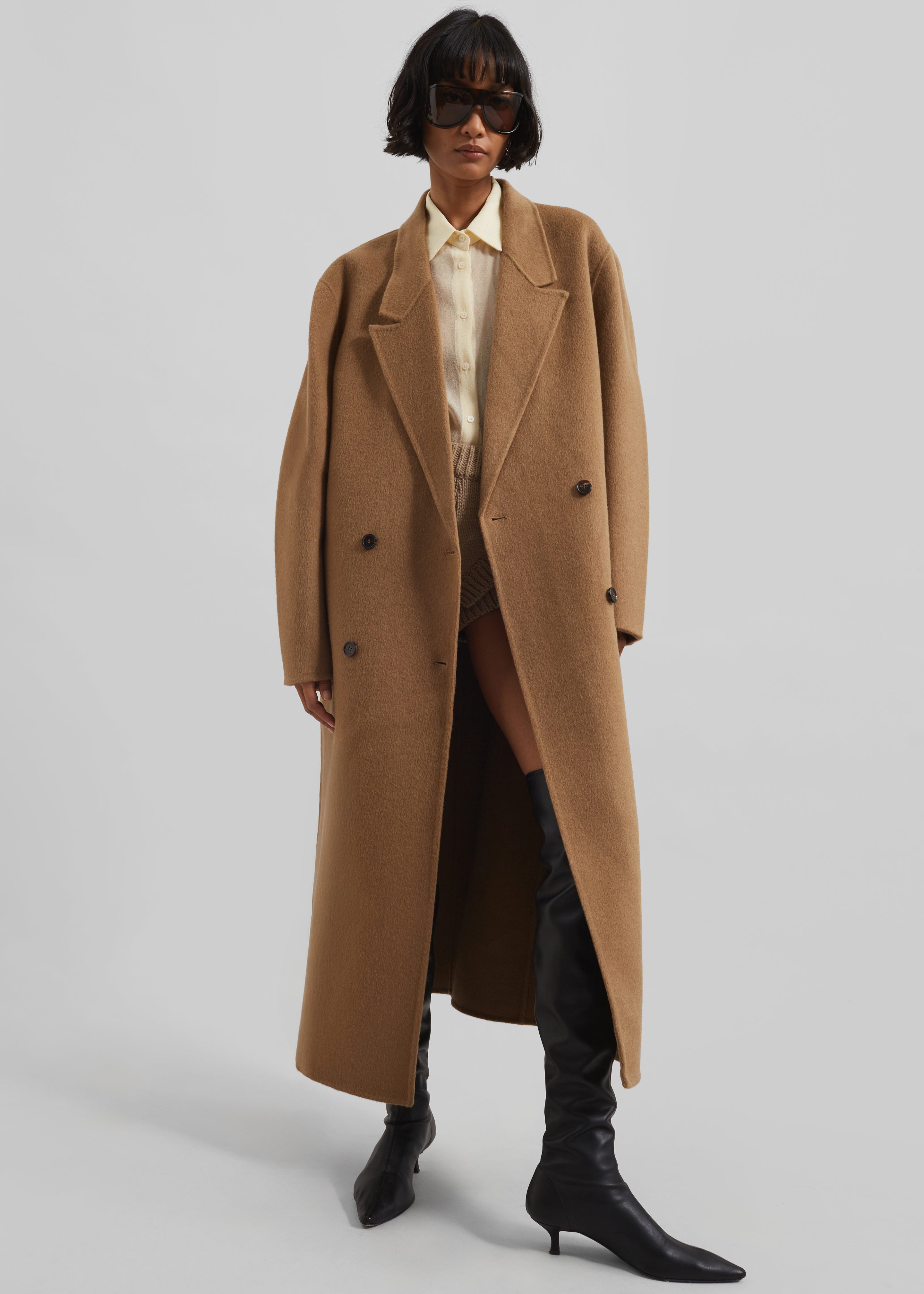 Veonce Oversized Wool Coat - Camel - 1