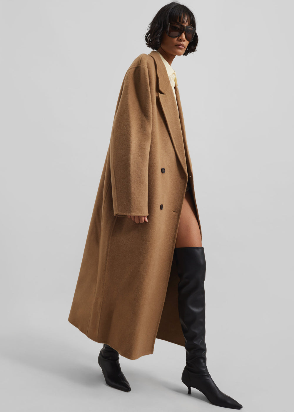 Veonce Oversized Wool Coat - Camel - 1