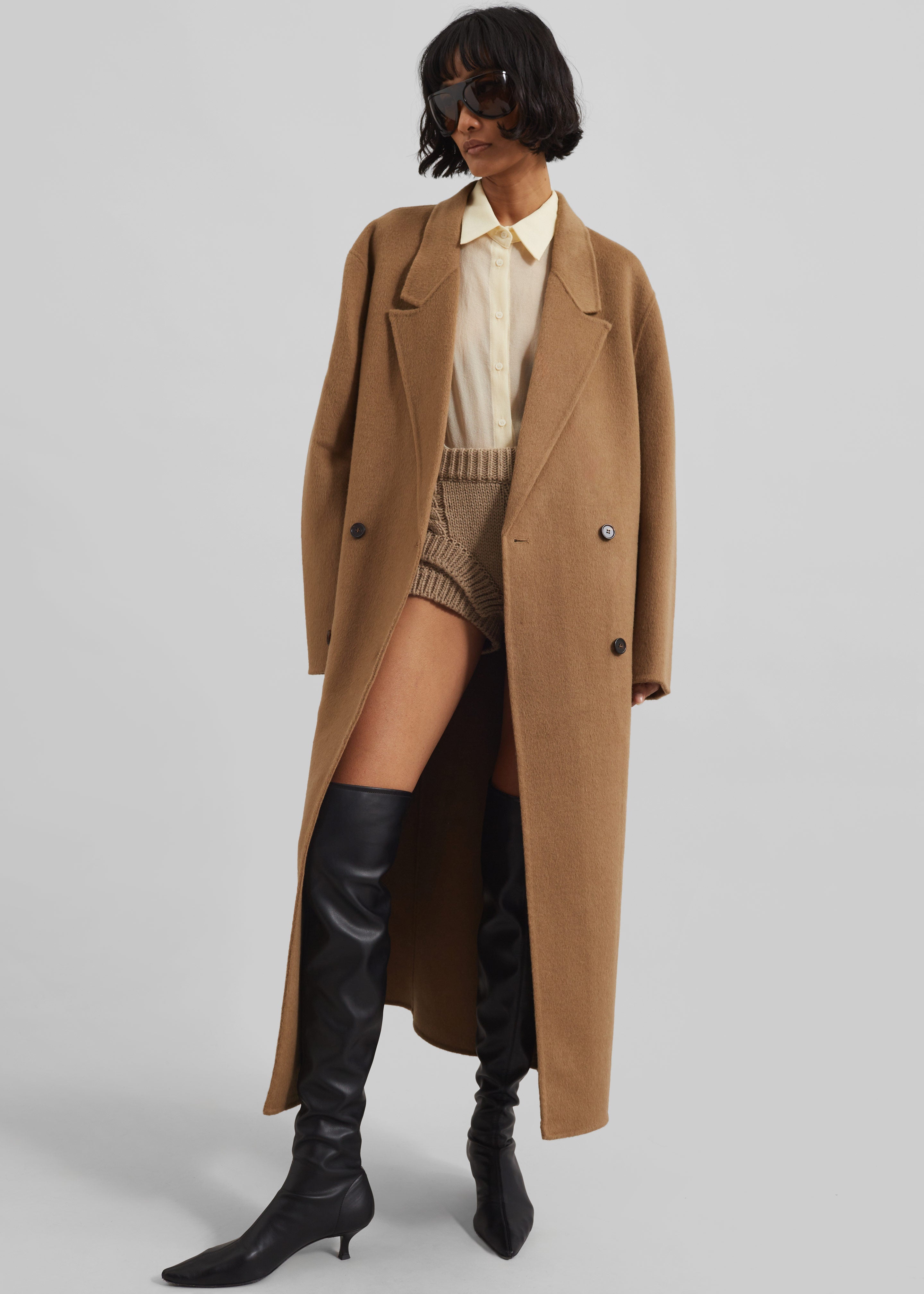 Veonce Oversized Wool Coat - Camel - 5